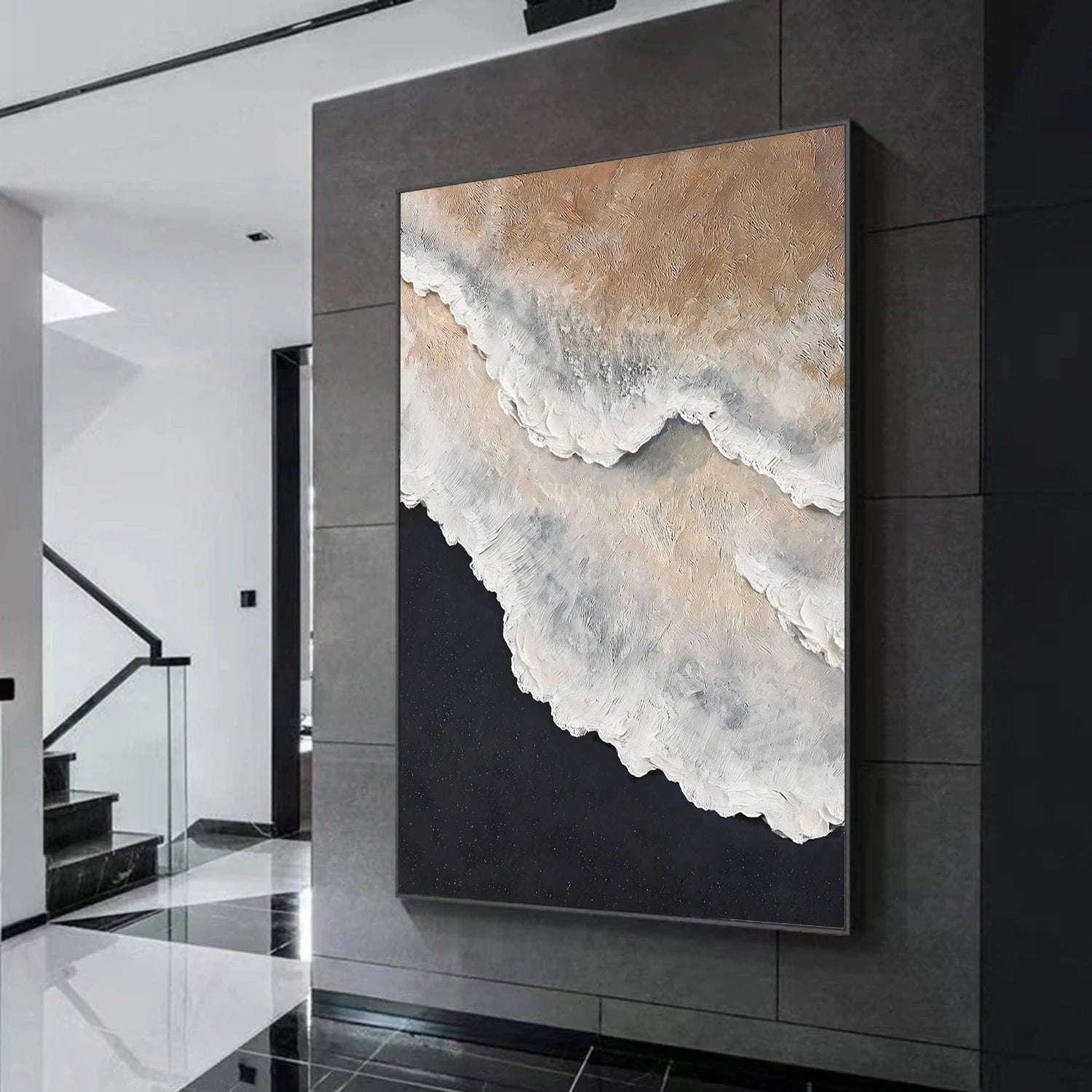 Minimalist Ocean And Sky Textured Canvas Art #OC165