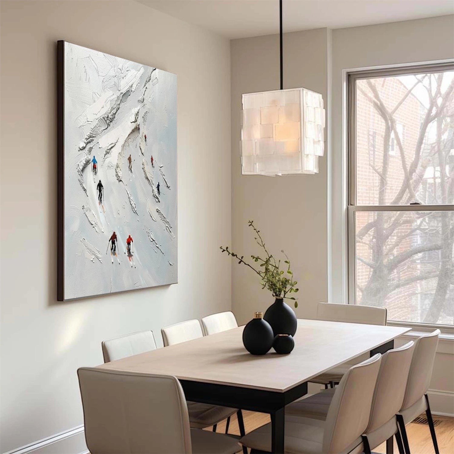 Skiing Sport Textured Canvas Painting #PB055