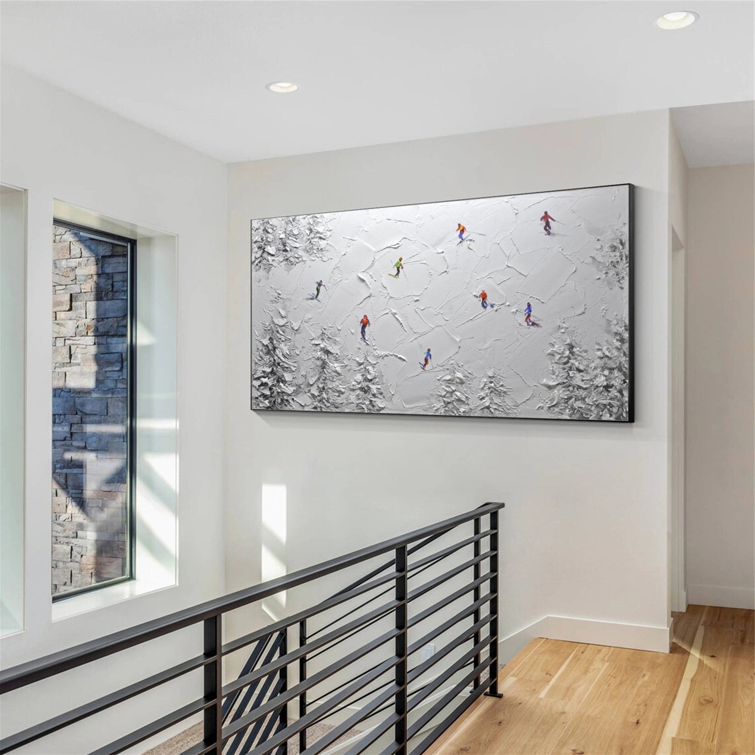 Skiing Sport Textured Canvas Painting #PB049