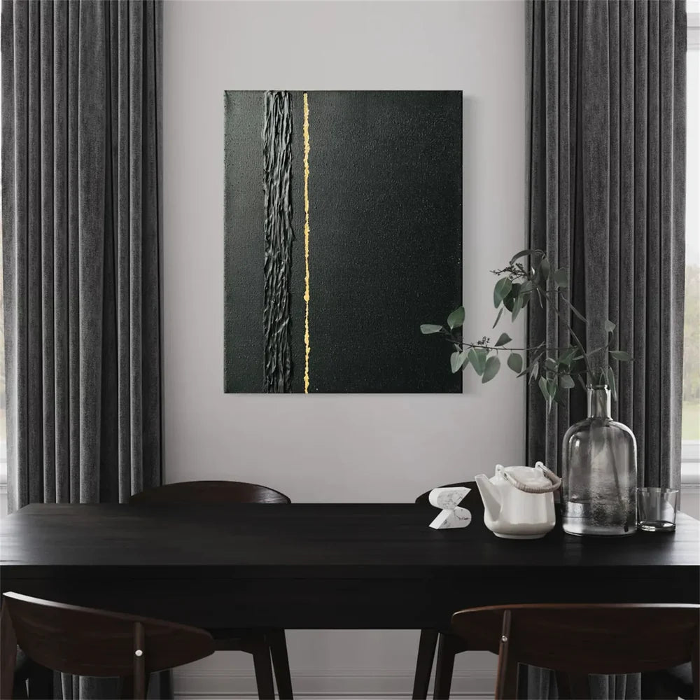 Black Minimalist Textured Canvas Art #WZ068