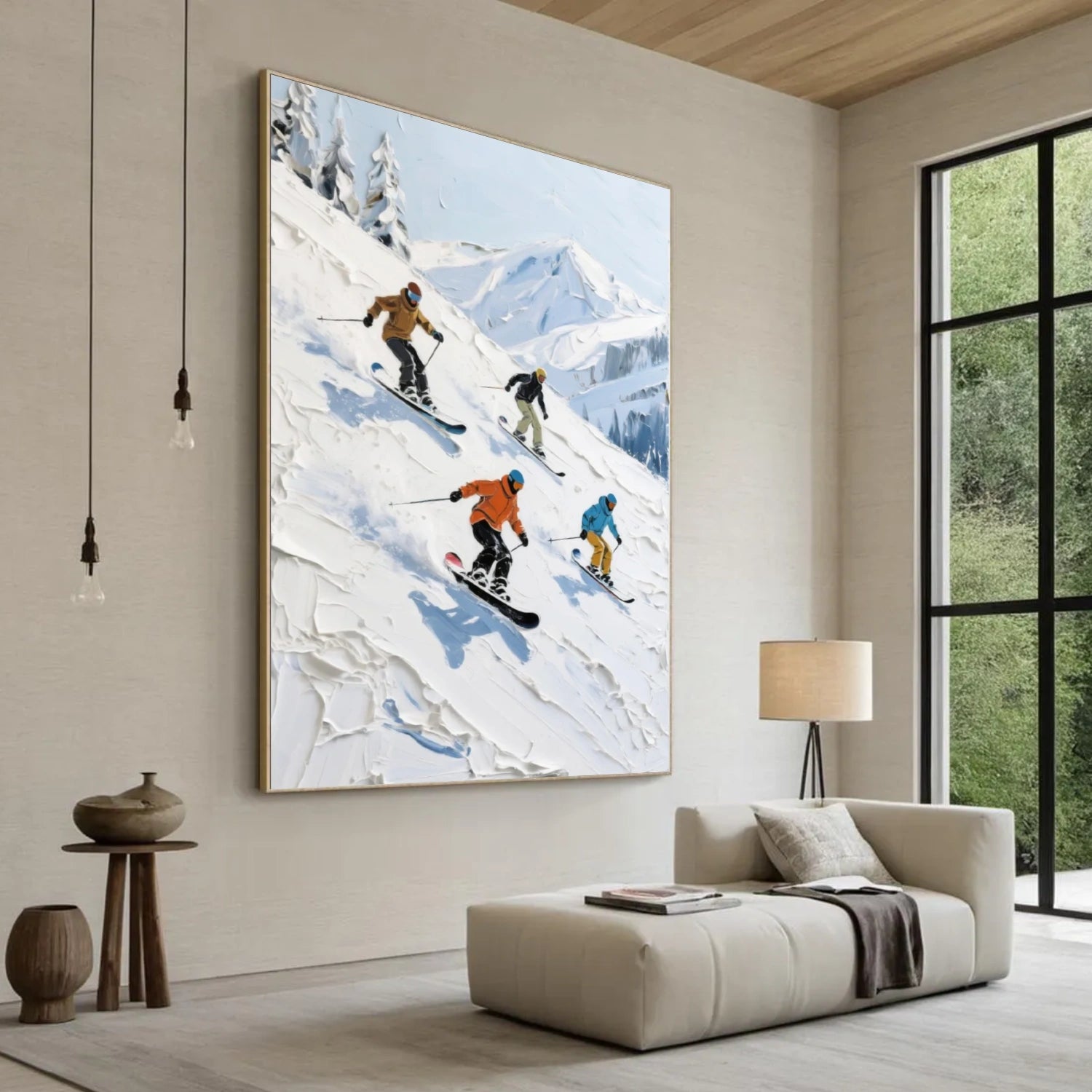 Skiing Sport Textured Canvas Painting #PB048