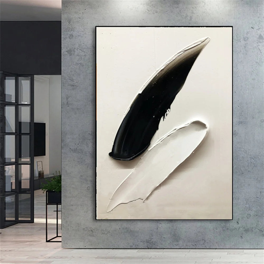 Black and White Minimalist Textured Canvas Art #WZ056