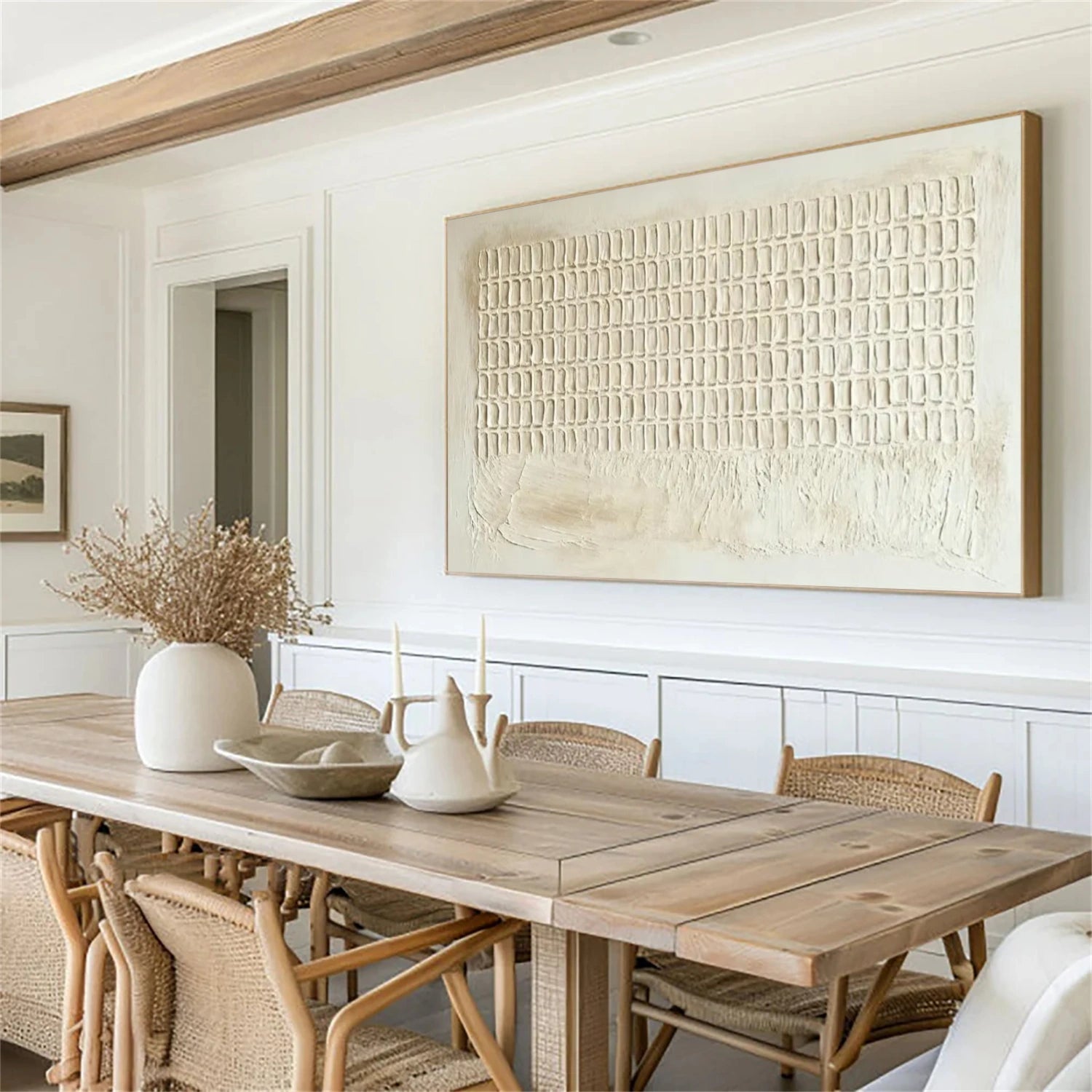 Beige Minimalist Textured Canvas Art #WM080