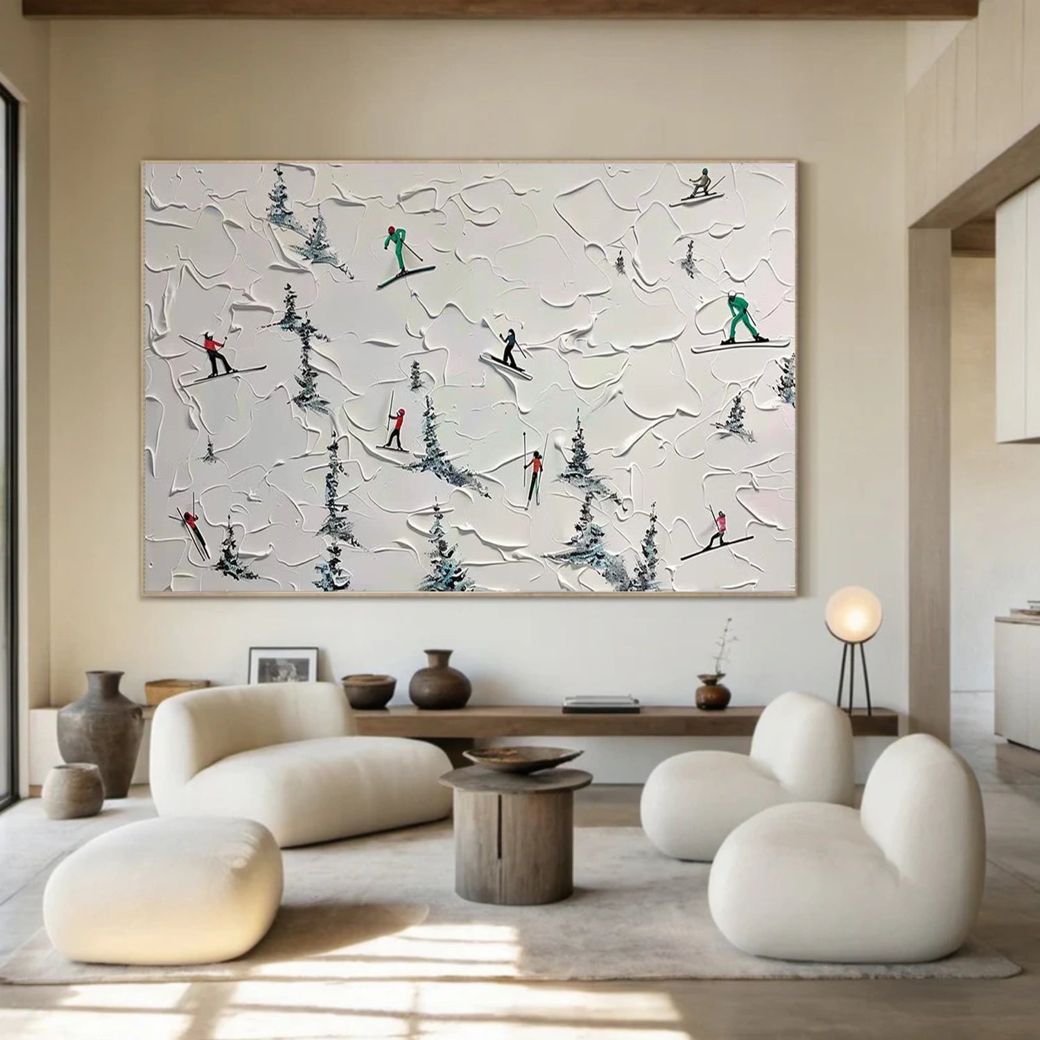 Skiing Sport Textured Canvas Painting #PB075