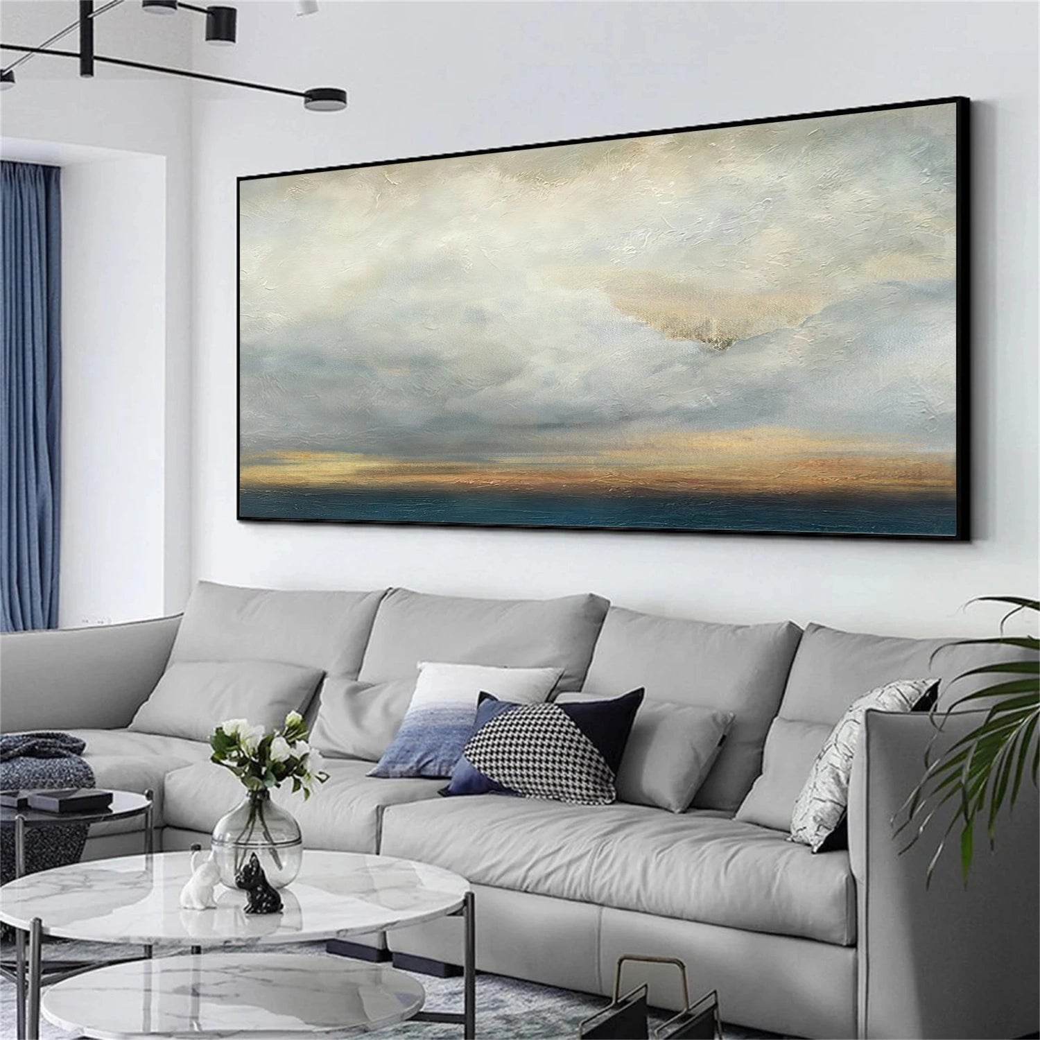Blue and Gold Abstract Wall Art #VA210