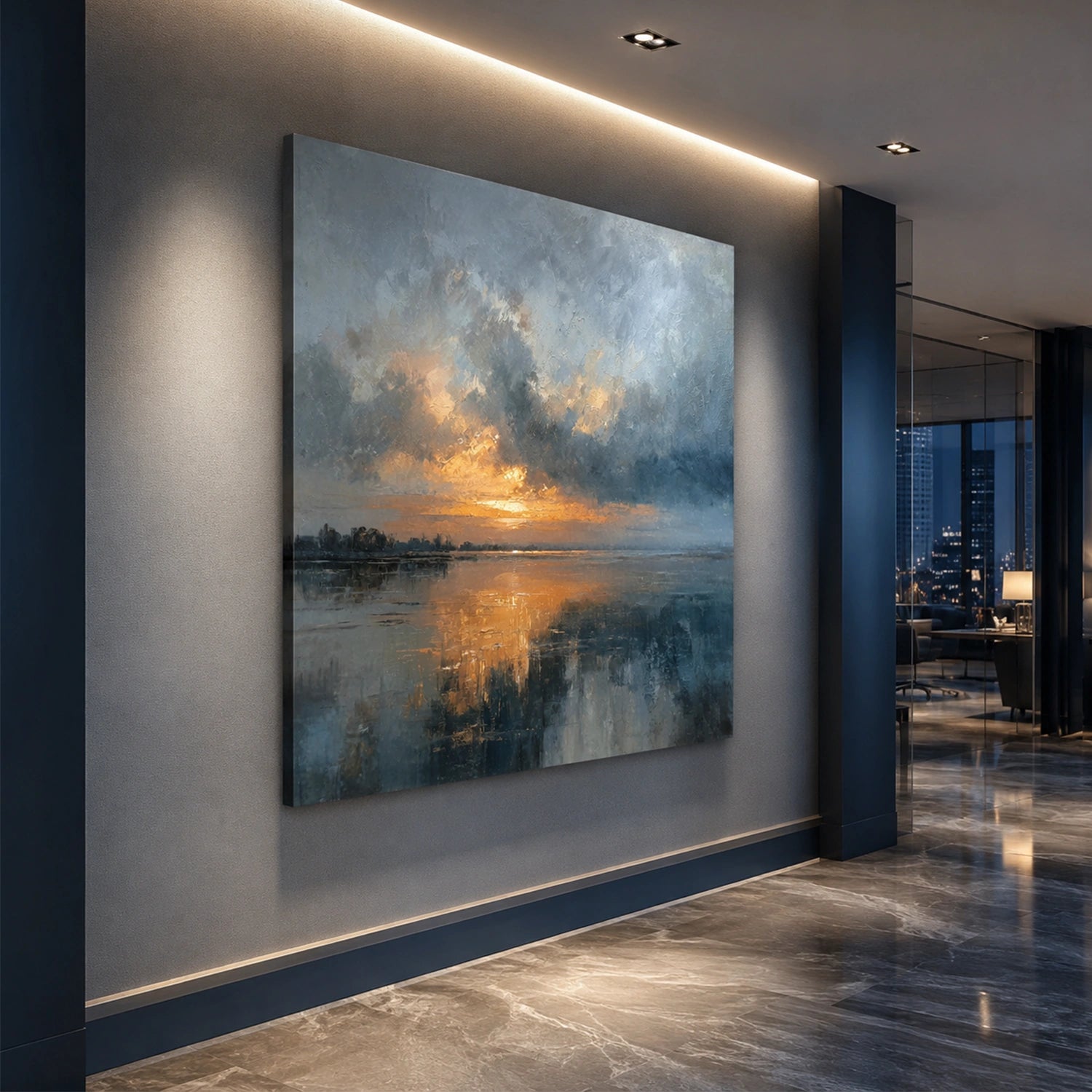 Abstract Ocean And Sky Canvas Art #OC200