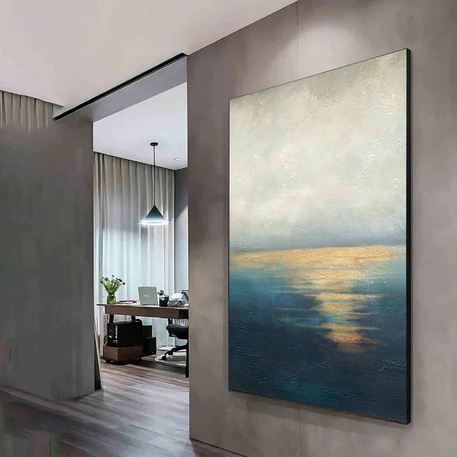Blue and Gold Abstract Wall Art #VA214