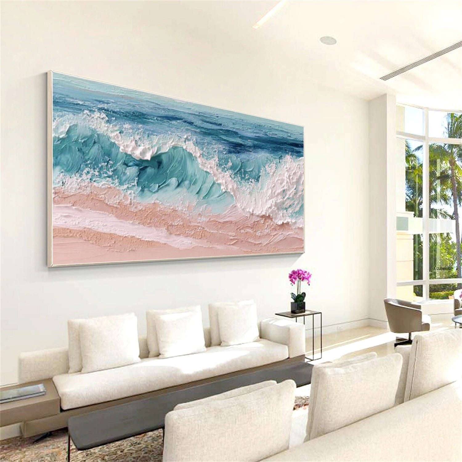 Abstract Ocean And Sky Textured Canvas Art #OC135