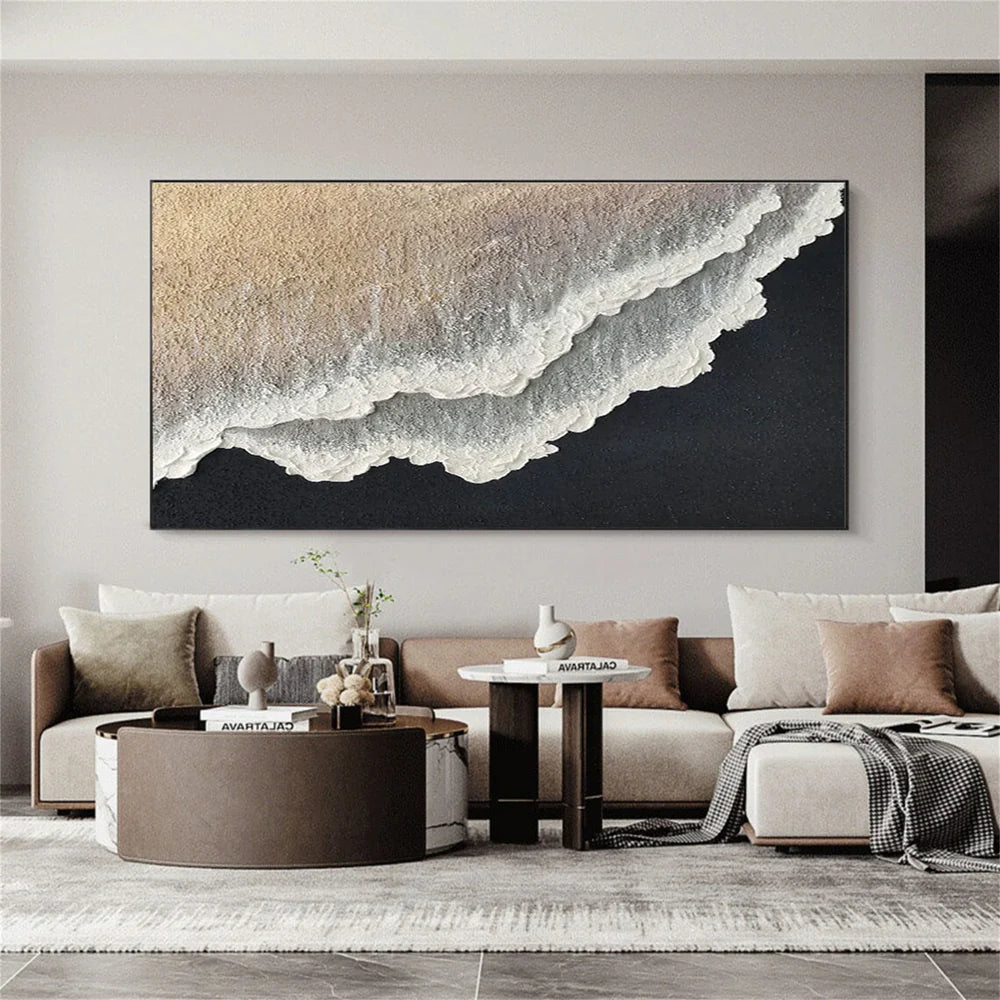 Minimalist Ocean And Sky Textured Canvas Art #OC036