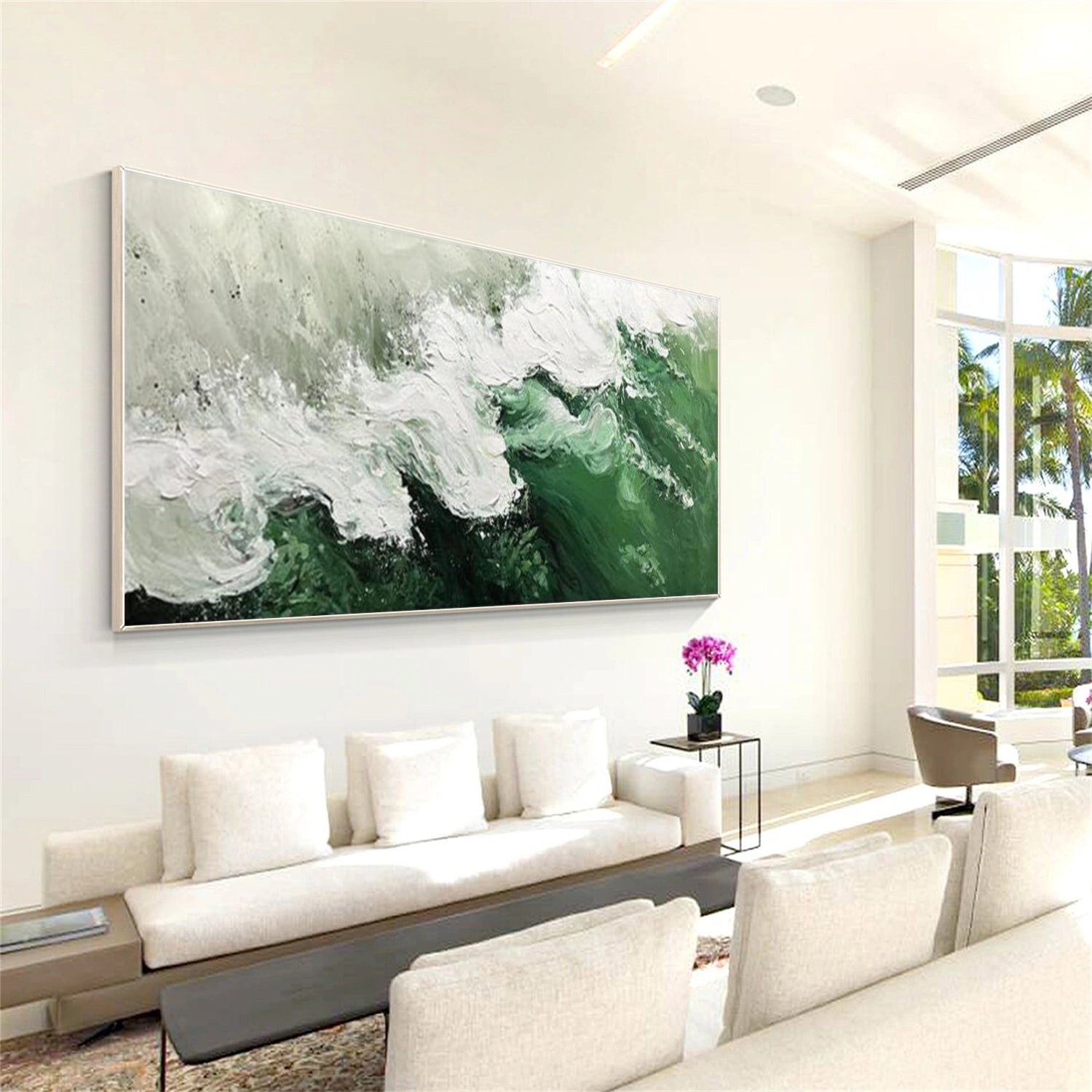 Abstract Ocean And Sky Textured Canvas Art #OC137