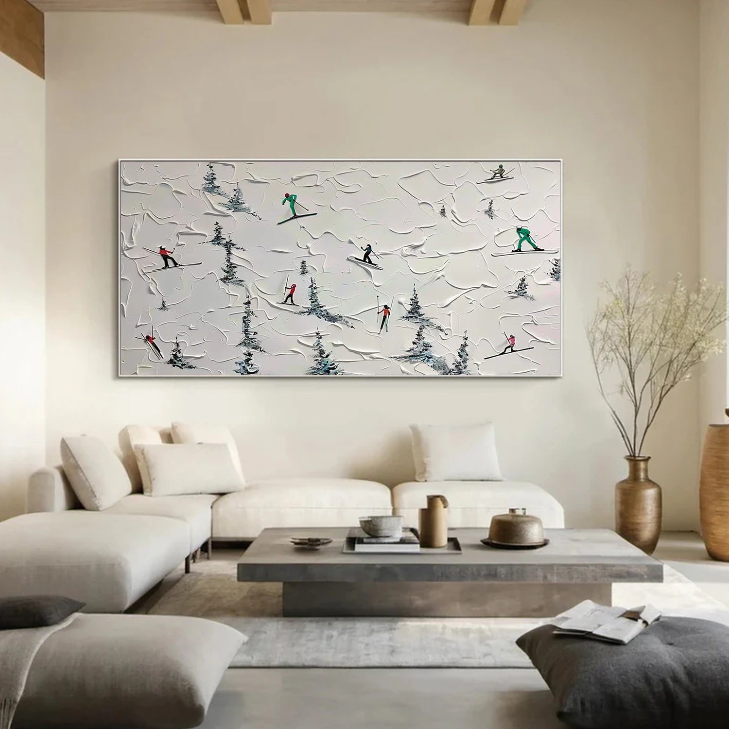 Skiing Sport Textured Canvas Painting #PB075