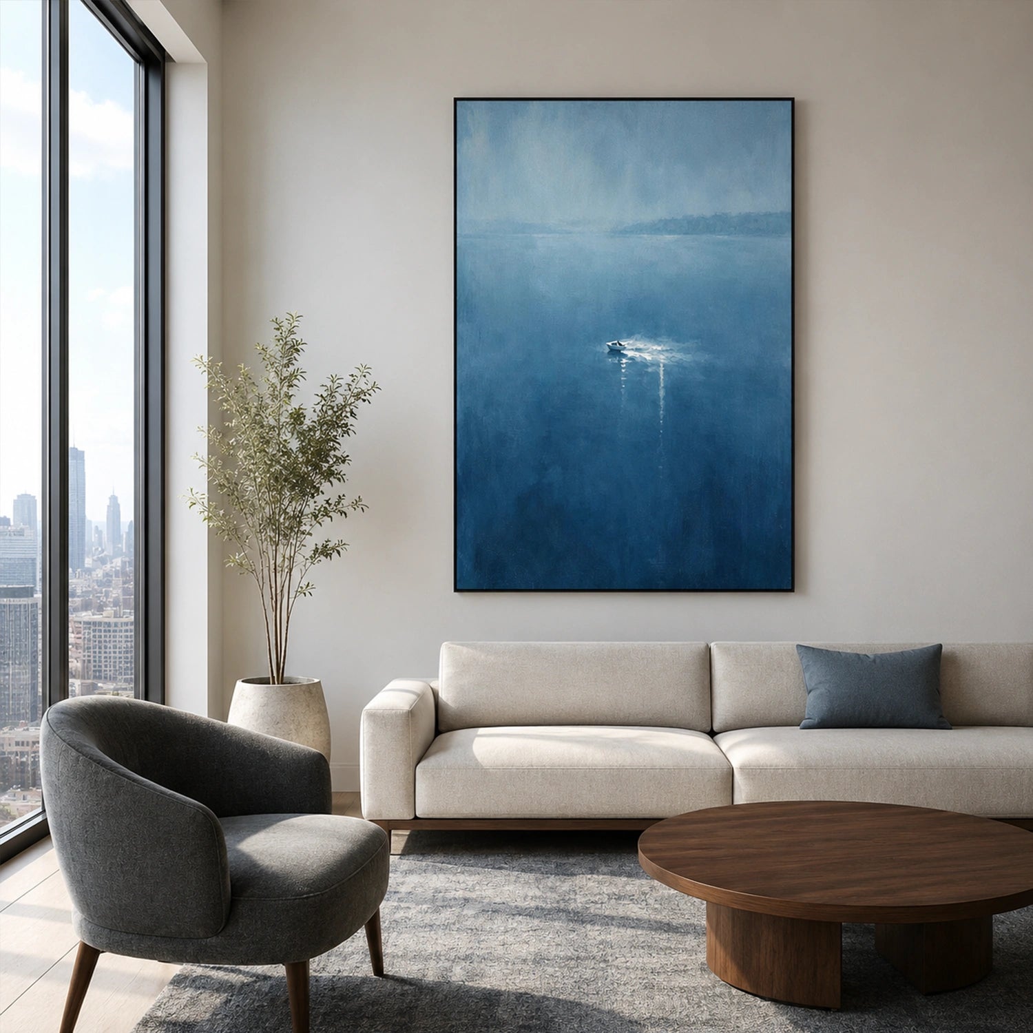 Abstract Ocean And Sky Canvas Art #OC217