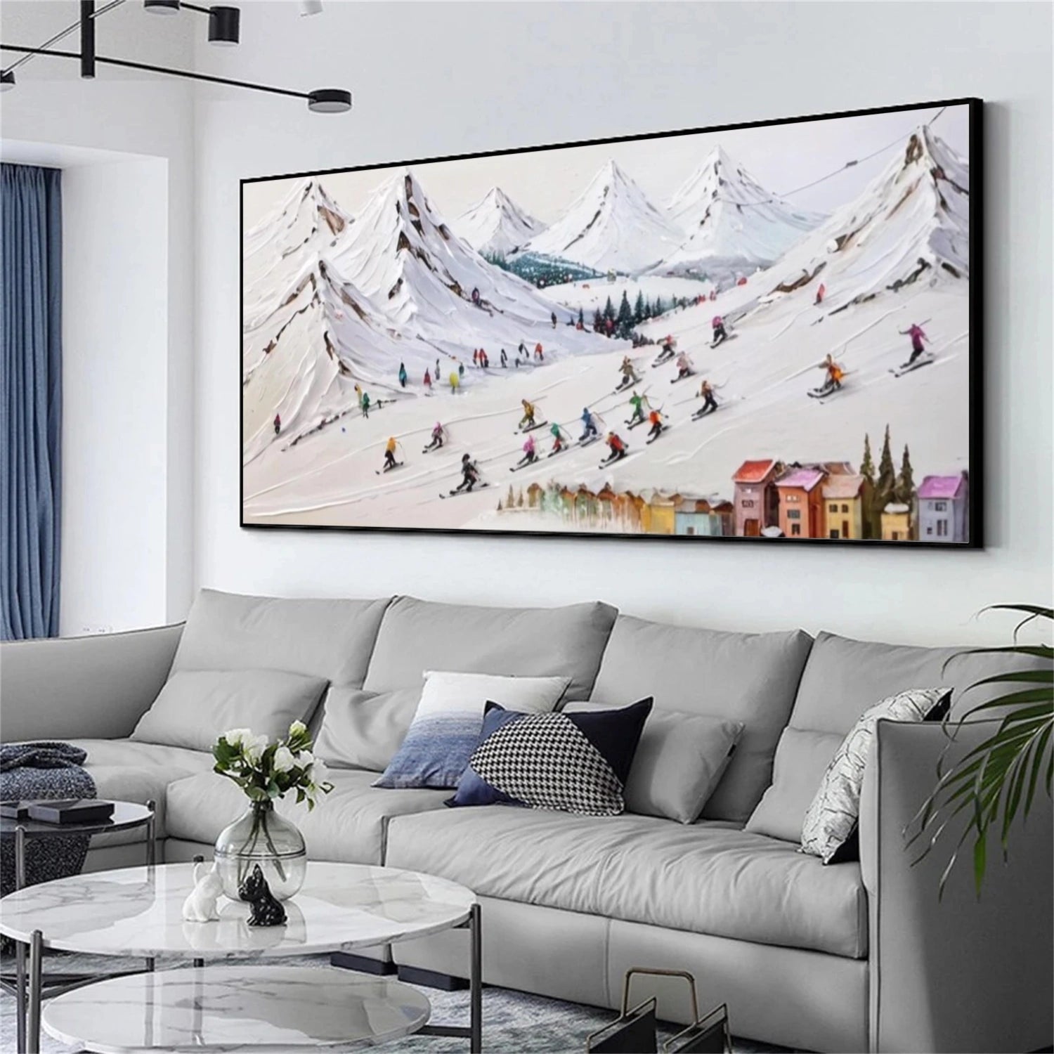 Skiing Sport Textured Canvas Painting #PB045