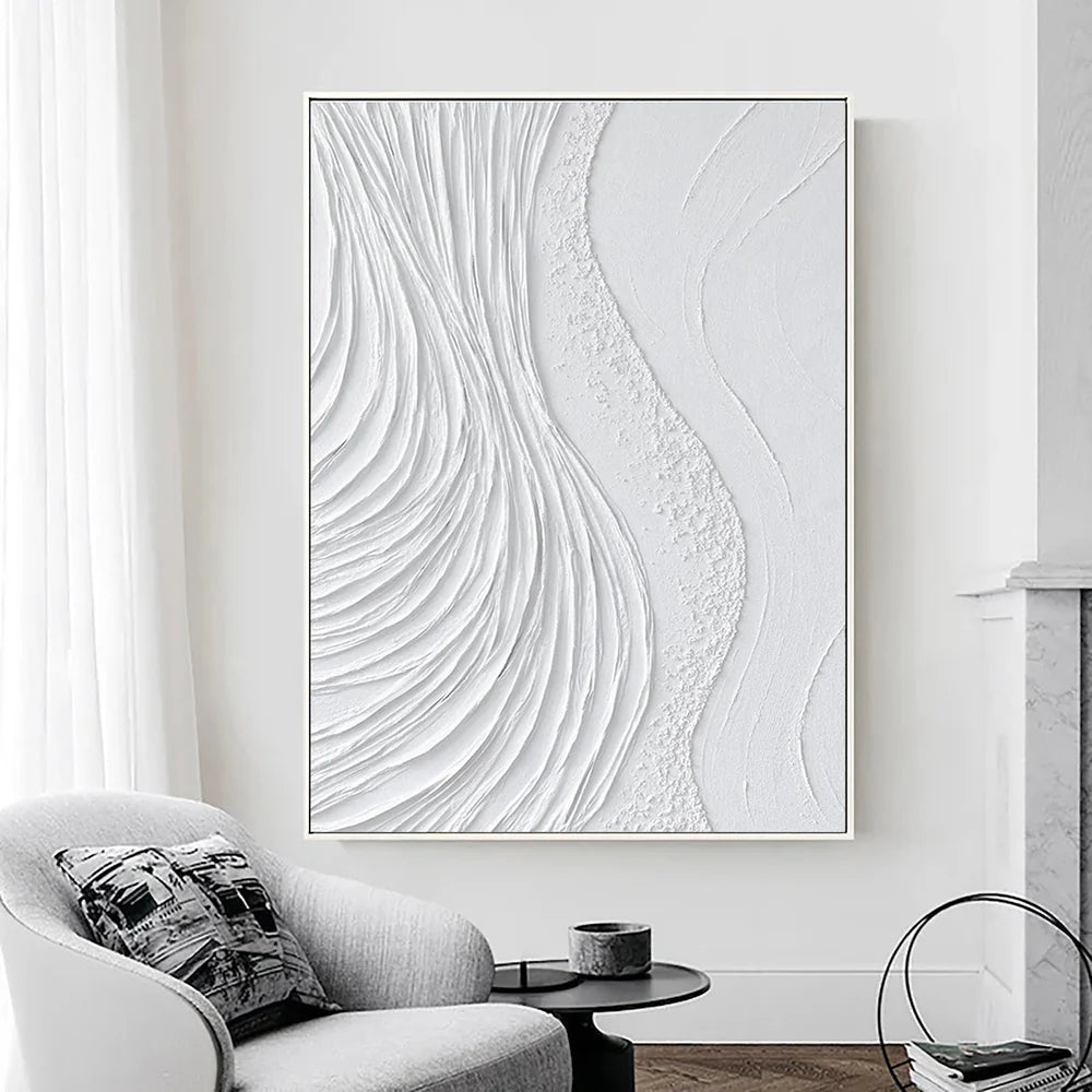 White Minimalist Textured Wall Art #WM005