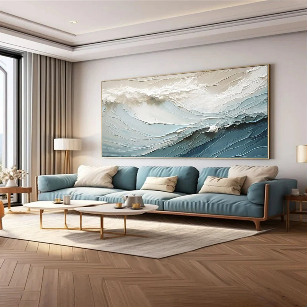 Abstract Ocean And Sky Textured Canvas Art # OC031