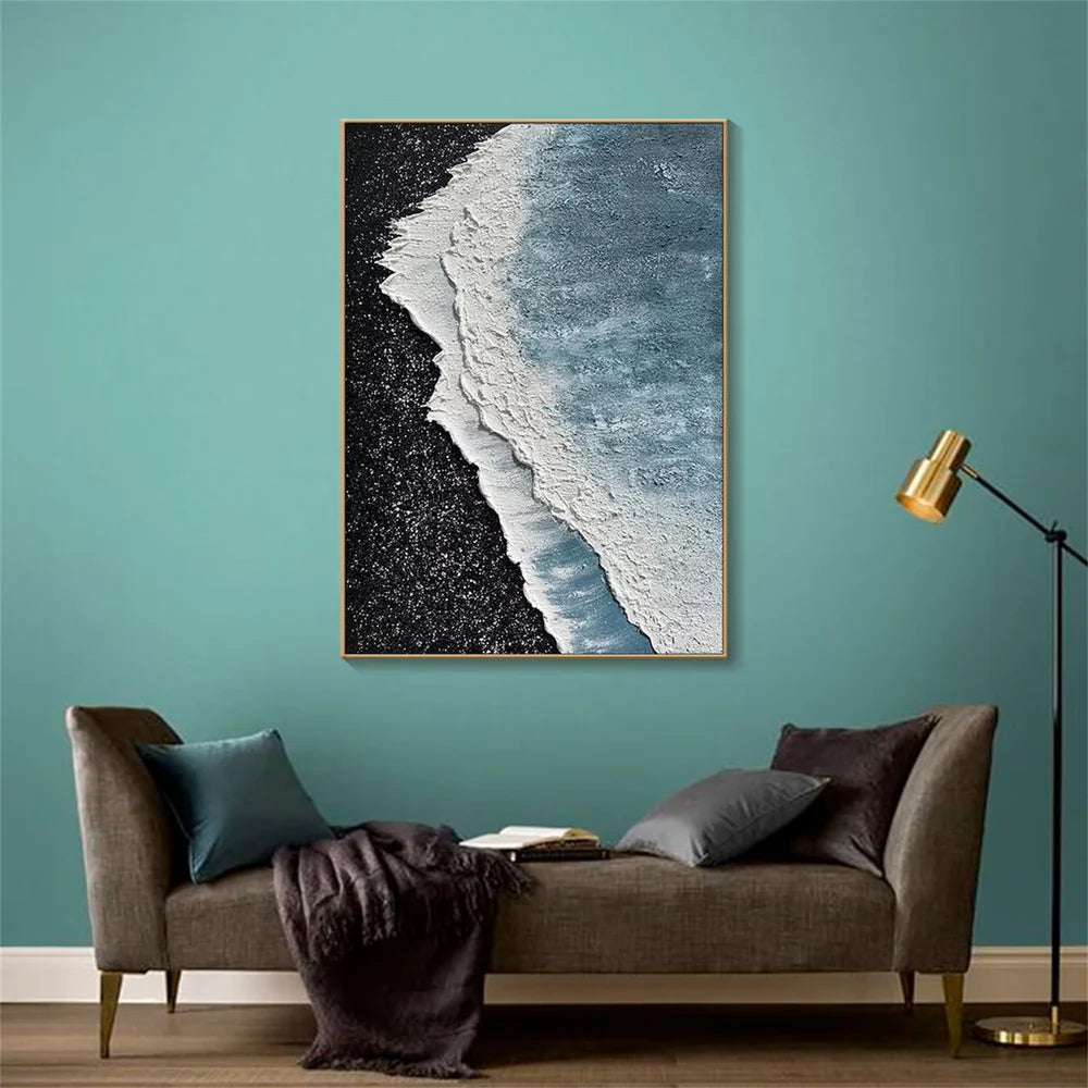 Abstract Ocean And Sky Textured Canvas Art #OC063