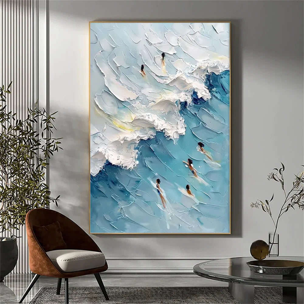 Swimming Sport Textured Canvas Painting #PB024