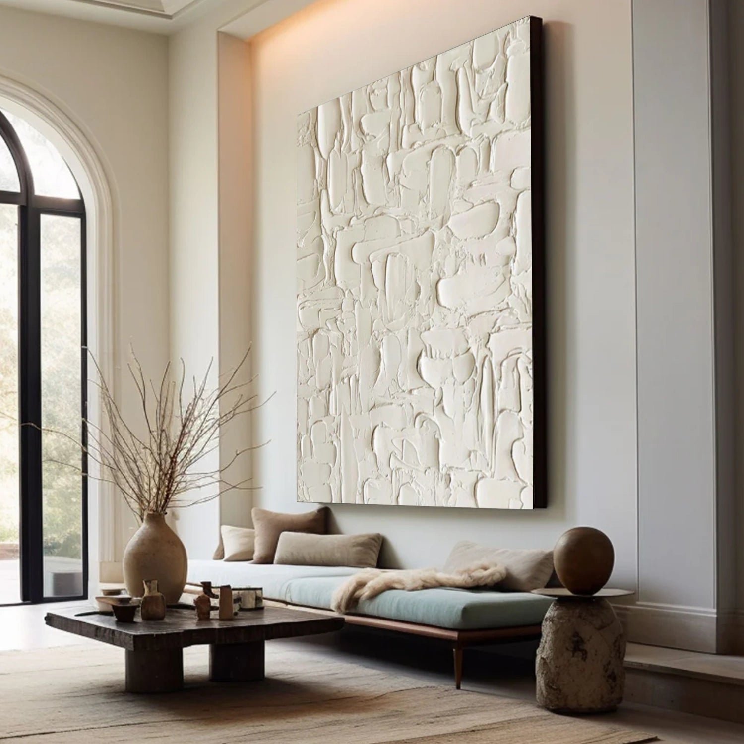 White Minimalist Textured Canvas Art #WM092