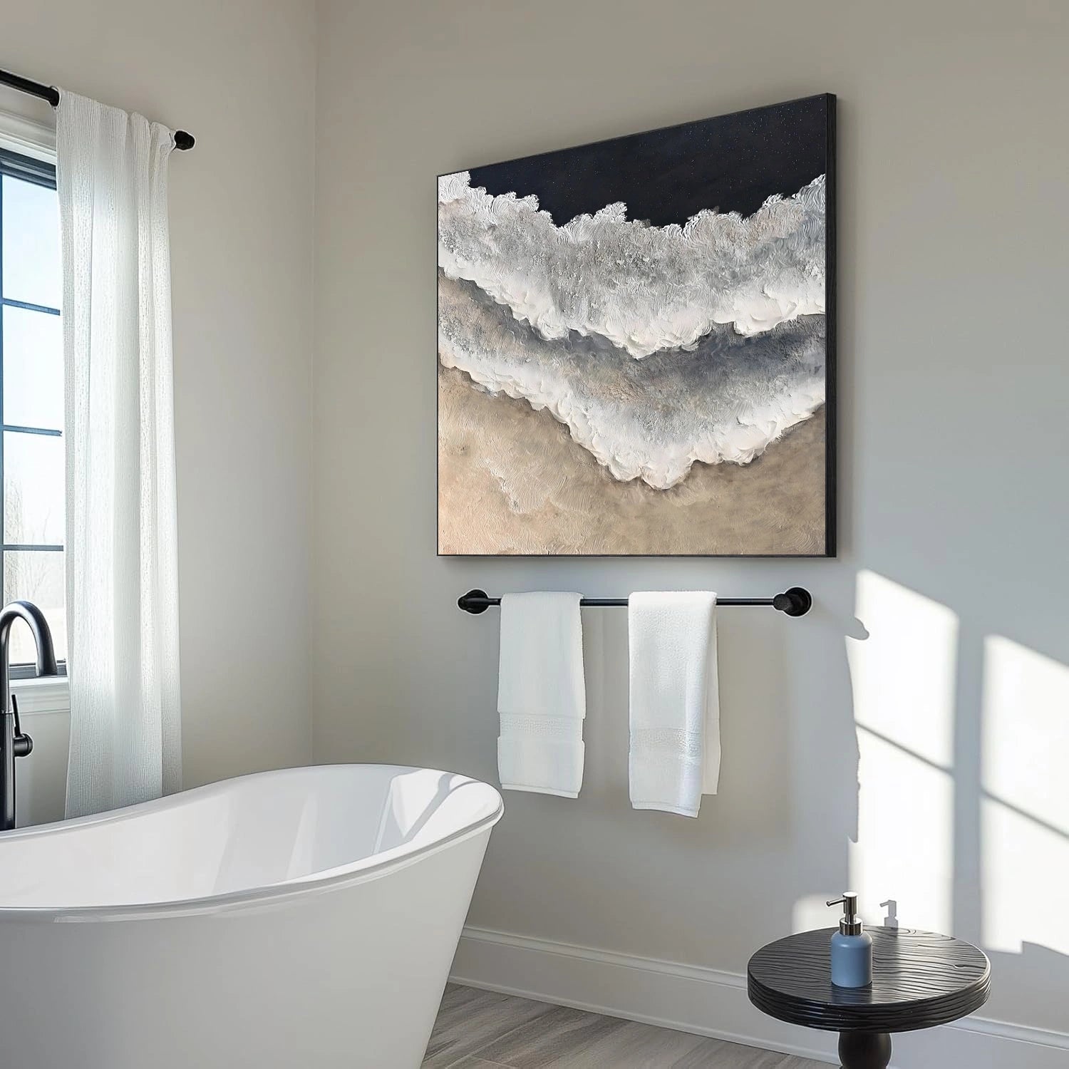 Minimalist Ocean And Sky Textured Canvas Art #OC167