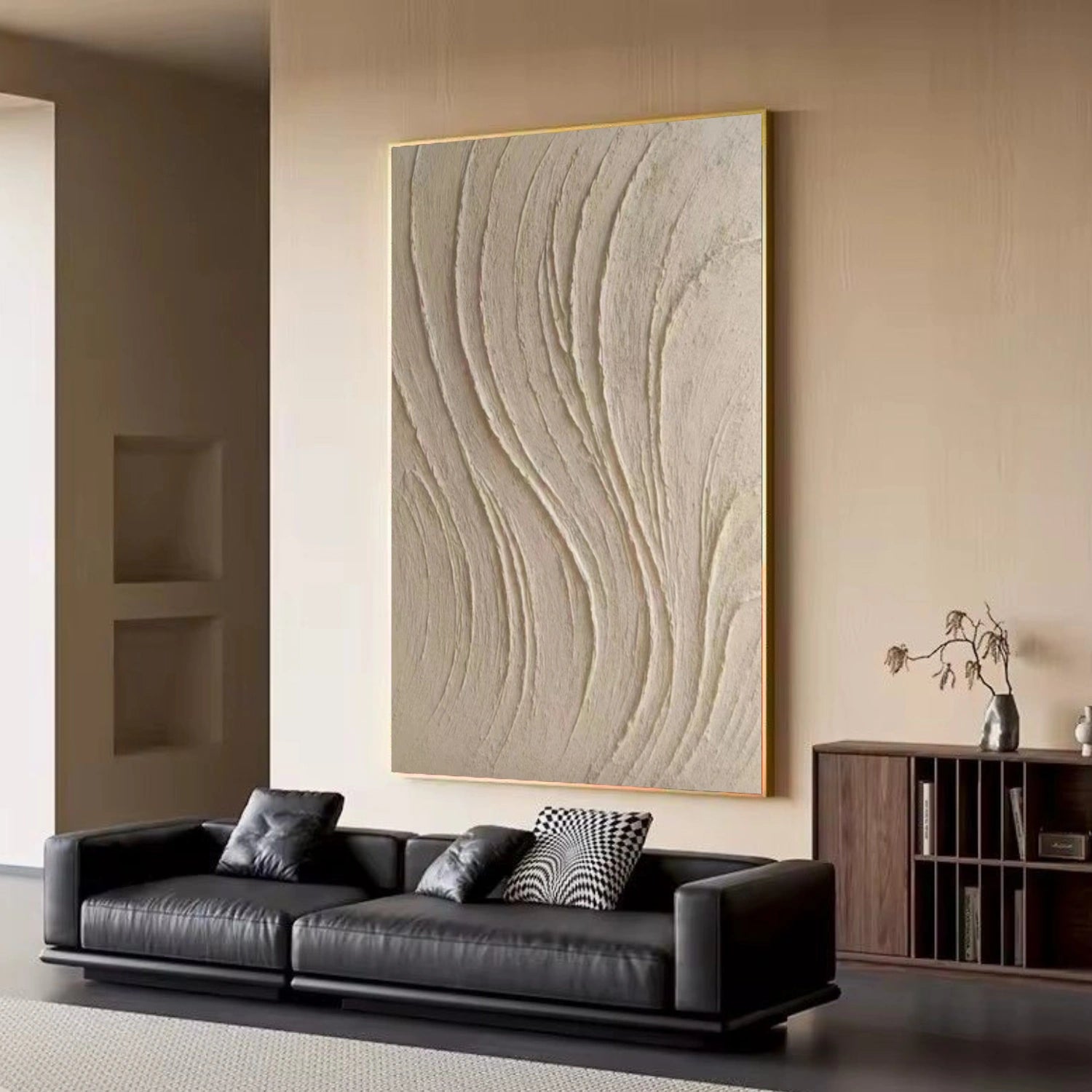 Beige Minimalist Textured Canvas Art #WM148