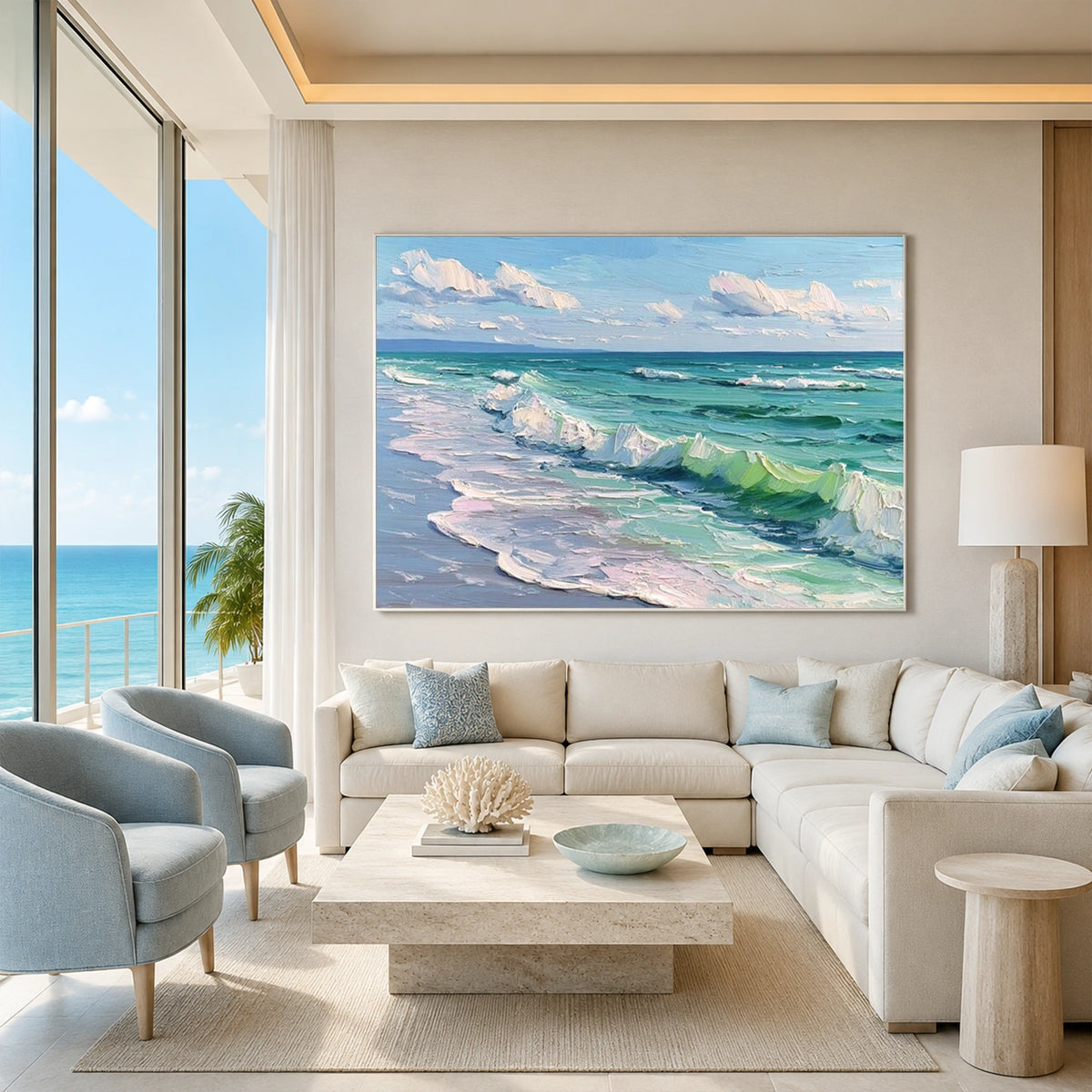Abstract Ocean And Sky Canvas Art #OC233