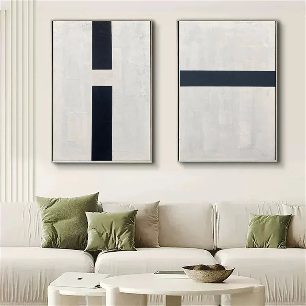 Black and White Minimalist Canvas Art Set of 2 #WZ020