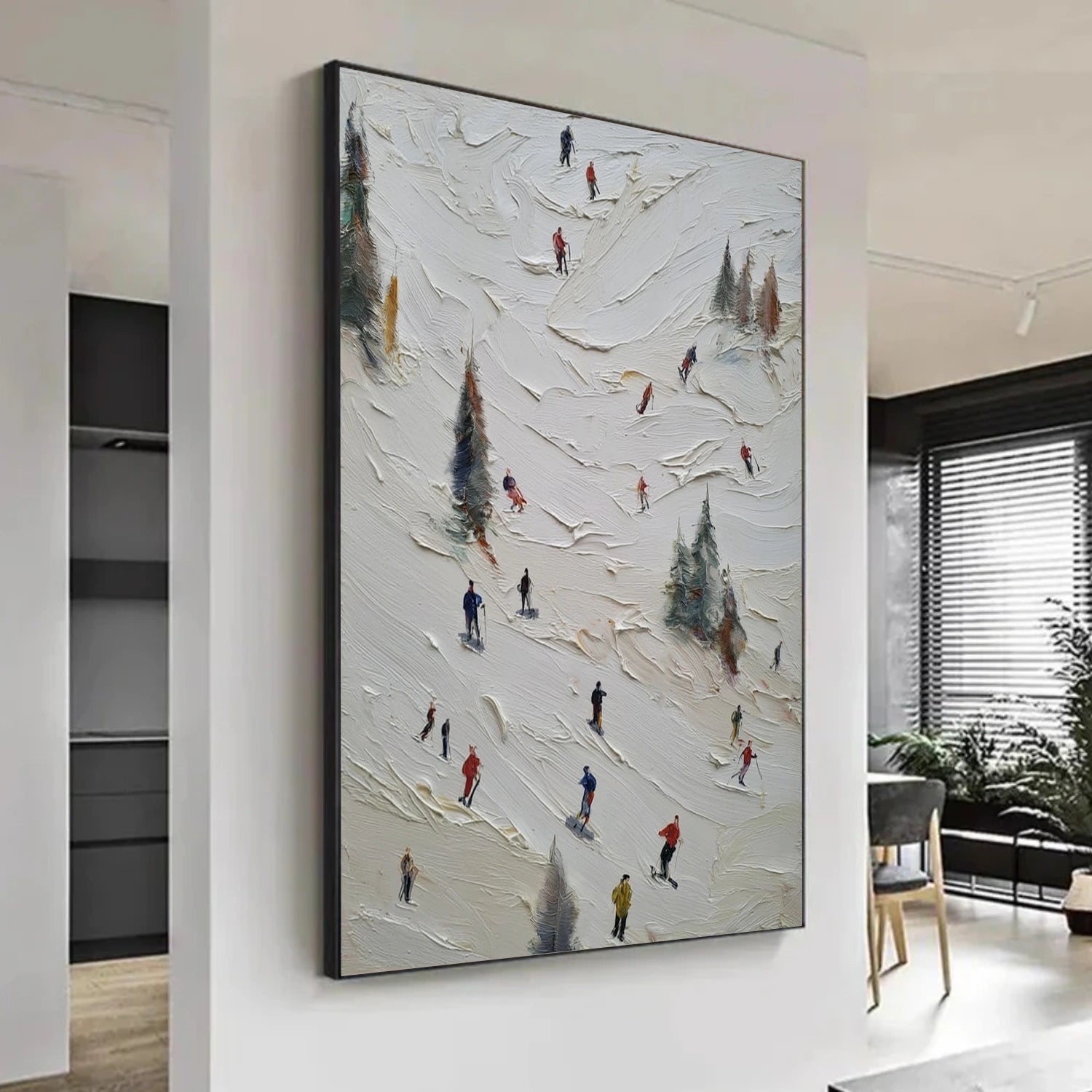 Skiing Sport Textured Canvas Painting #PB064