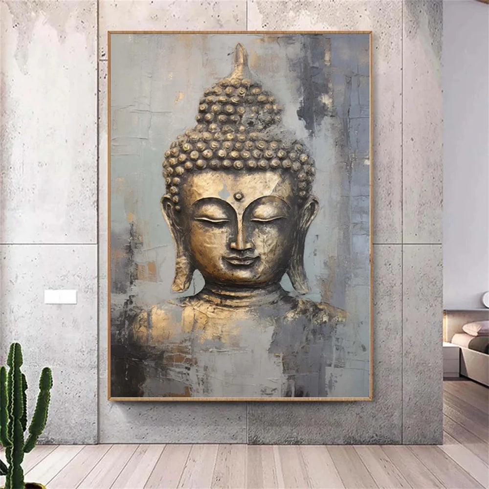 Abstract Buddha Portrait Textured Wall Art # LA007