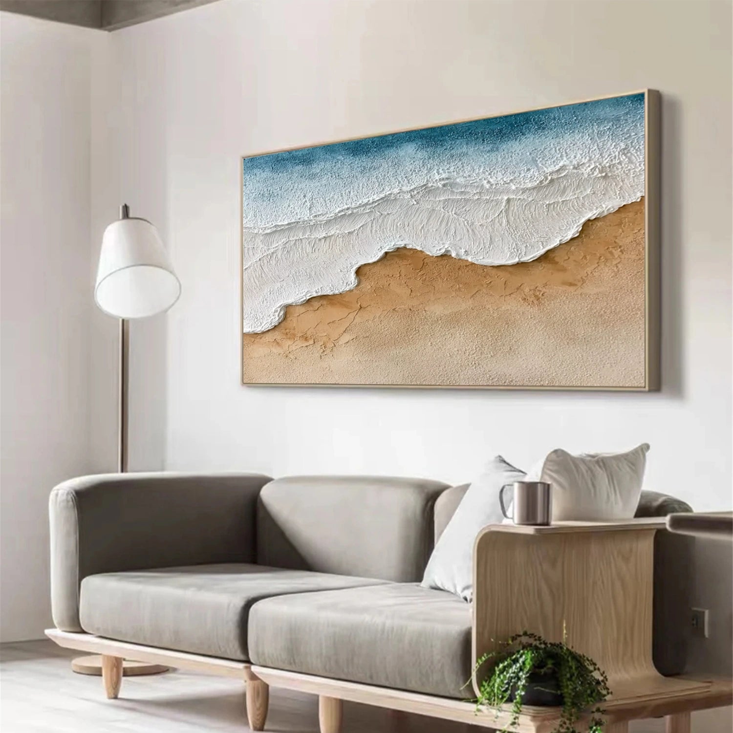 Abstract Ocean And Sky Textured Canvas Art #OC141