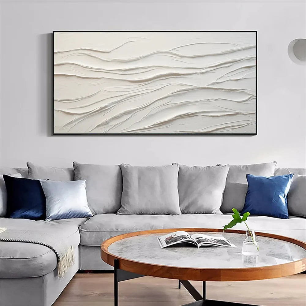 White Minimalist Textured Wall Art #WM060
