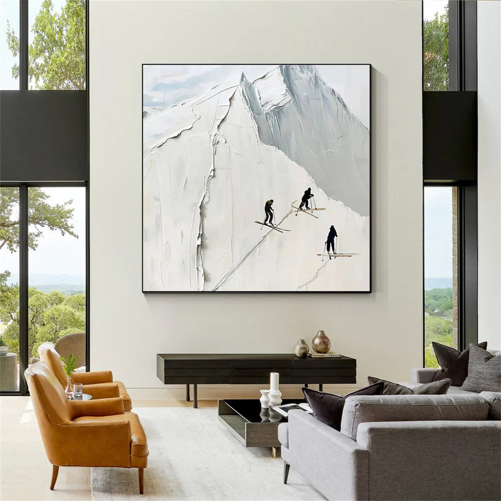 Skiing Sport Textured Canvas Painting #PB008