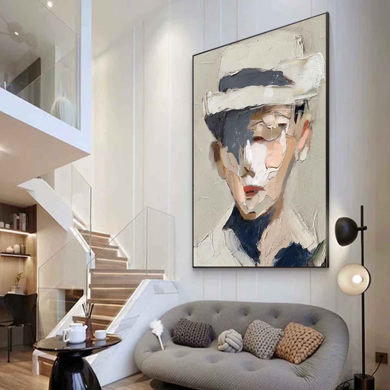 Abstract Portrait Textured  Wall Art #LA072
