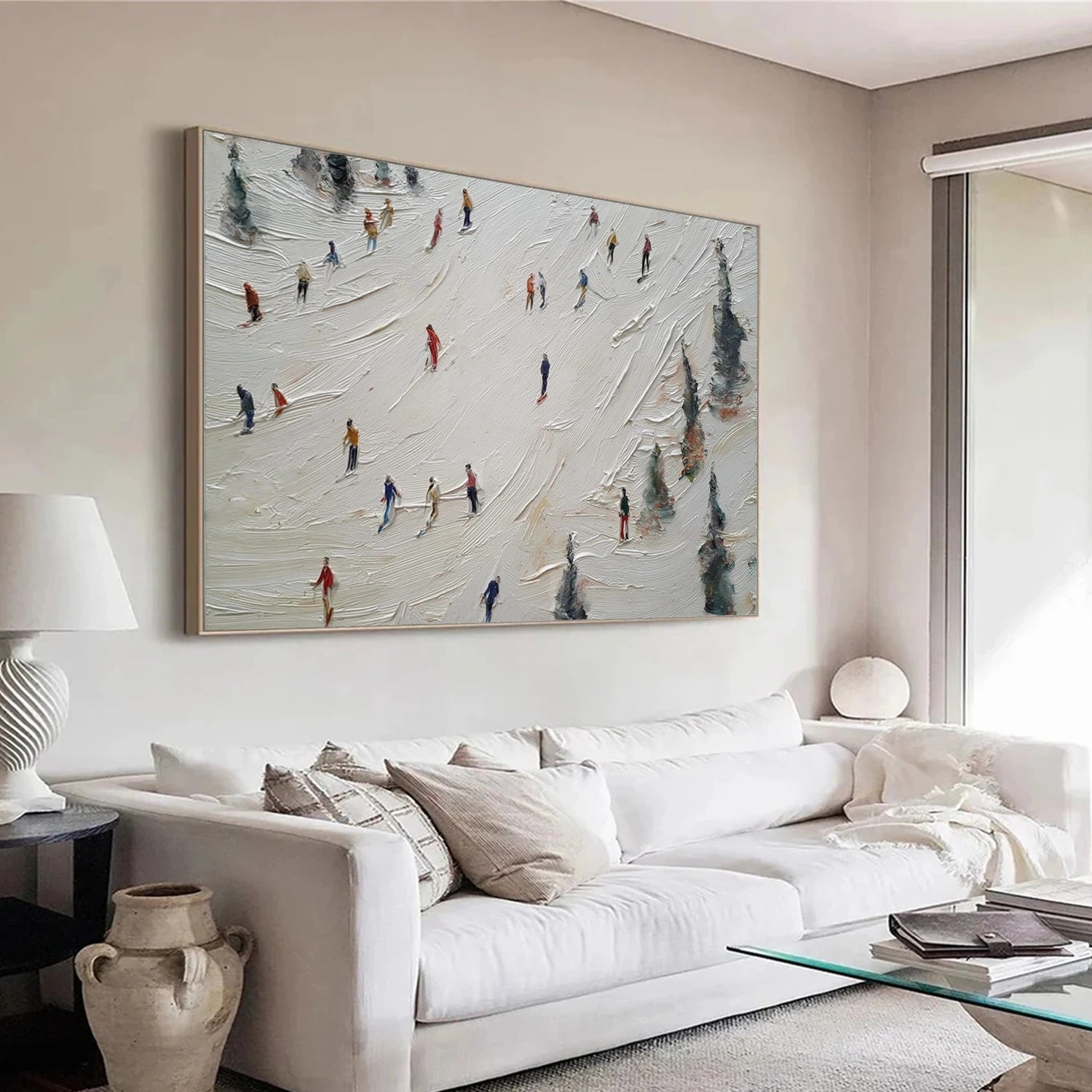 Skiing Sport Textured Canvas Painting #PB065