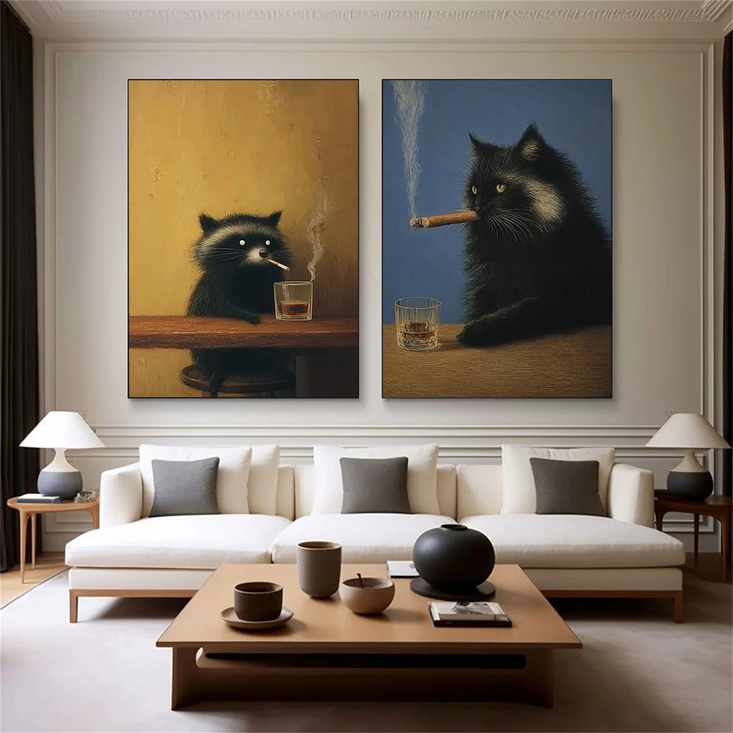 Abstract Animal Canvas Art Set of 2#DW143