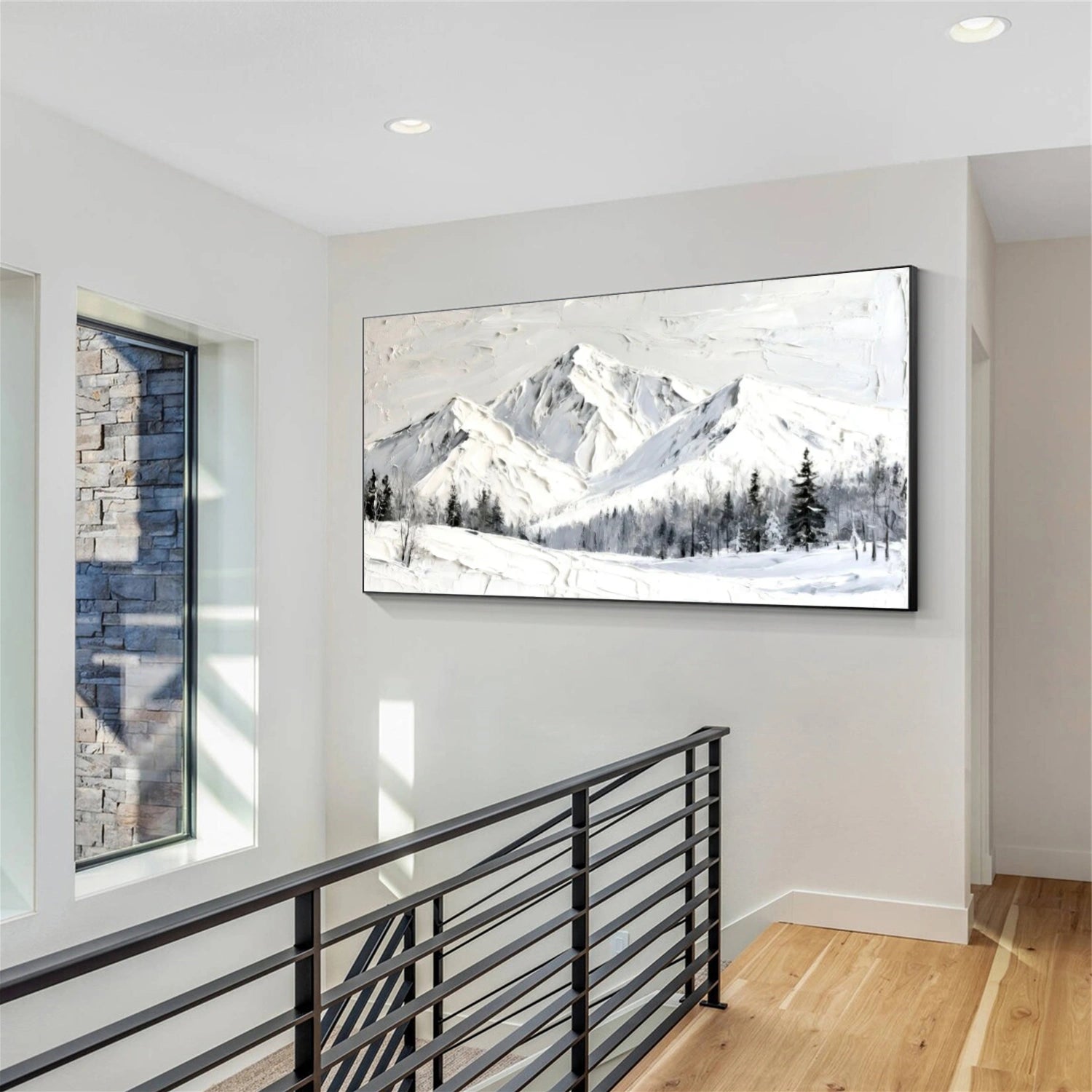 Minimalist Mountain Textured Canvas Art #BT049