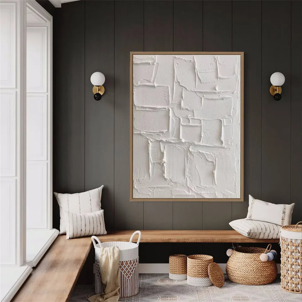 White Minimalist Textured Wall Art #WM051