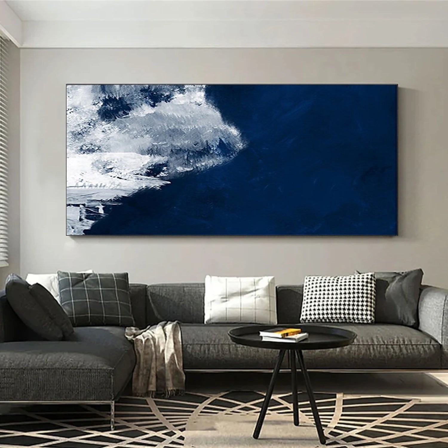Blue and White Minimalist Canvas Art #WM097