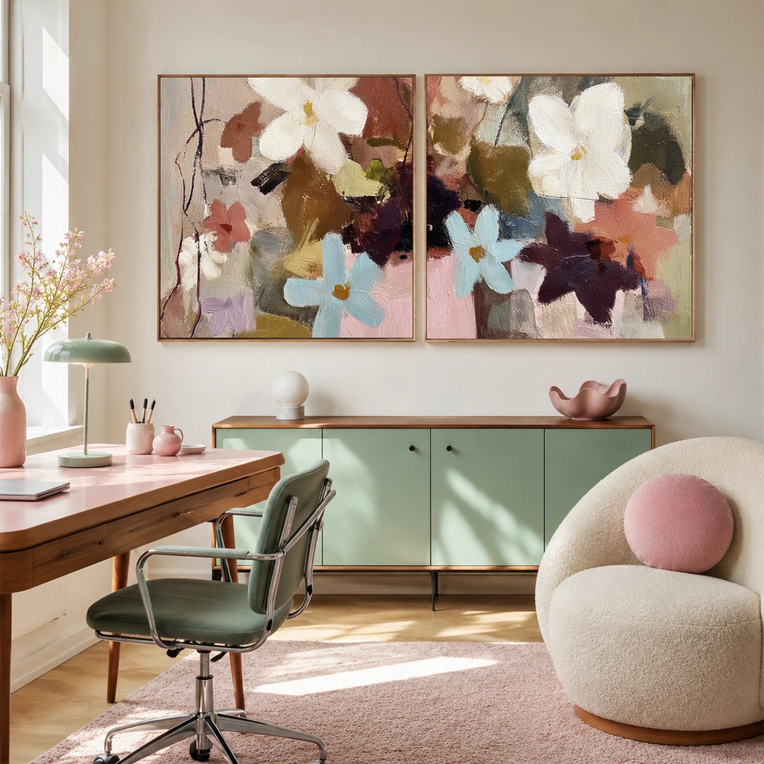 Abstract Flower Canvas Art Square Set of 2 #MF208