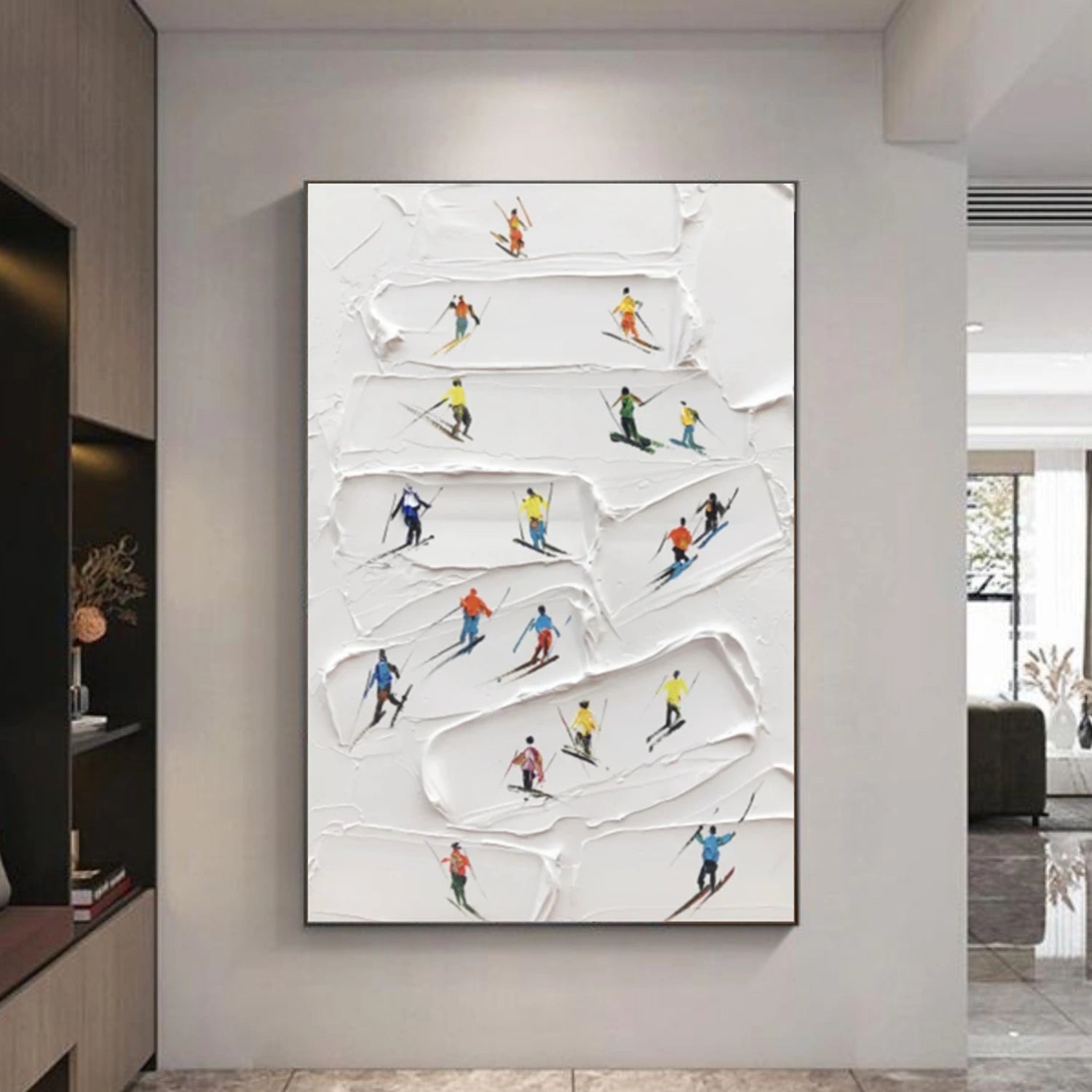Skiing Sport Textured Canvas Painting #PB054