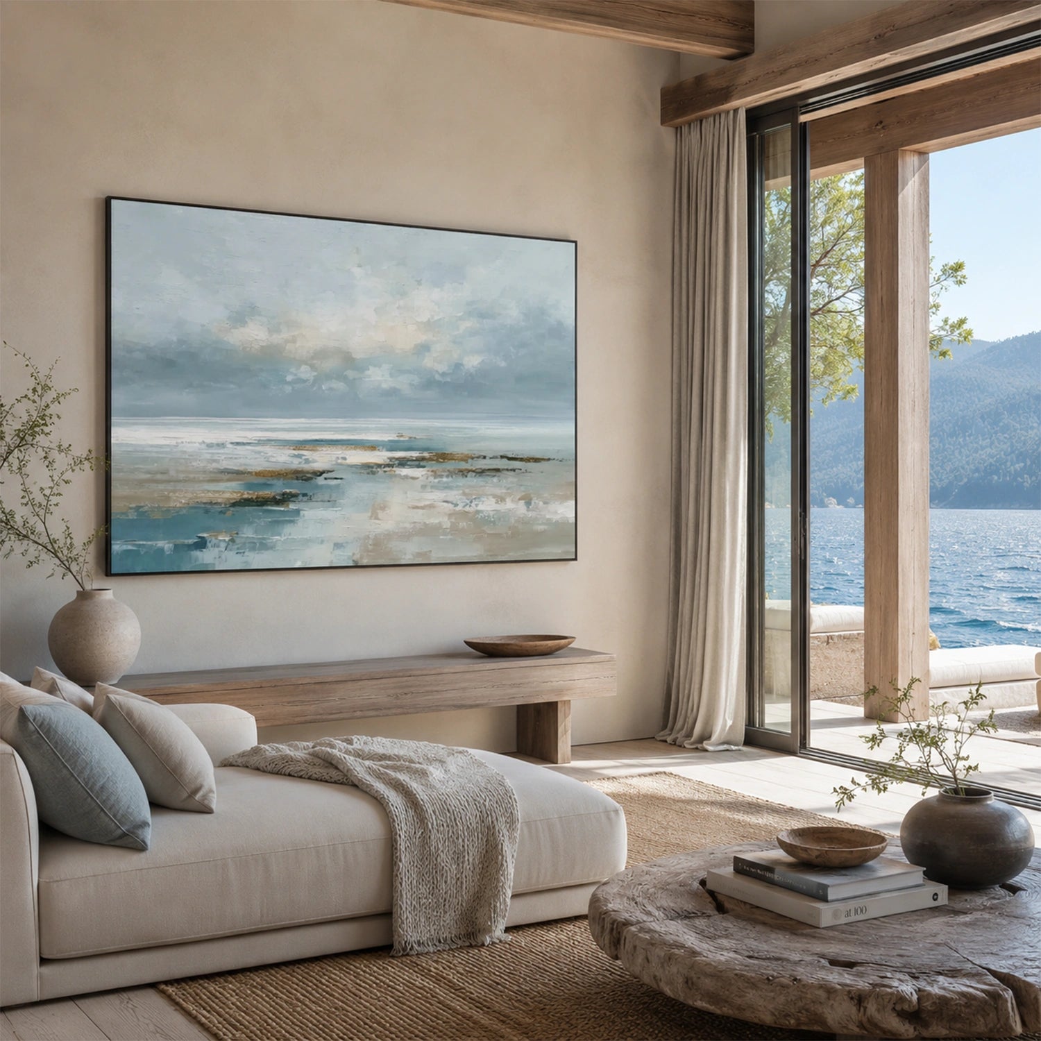 Abstract Ocean And Sky Canvas Art #OC211