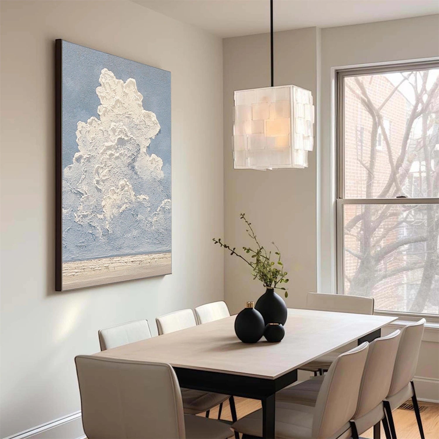 Minimalist Ocean And Sky Textured Canvas Art #OC096