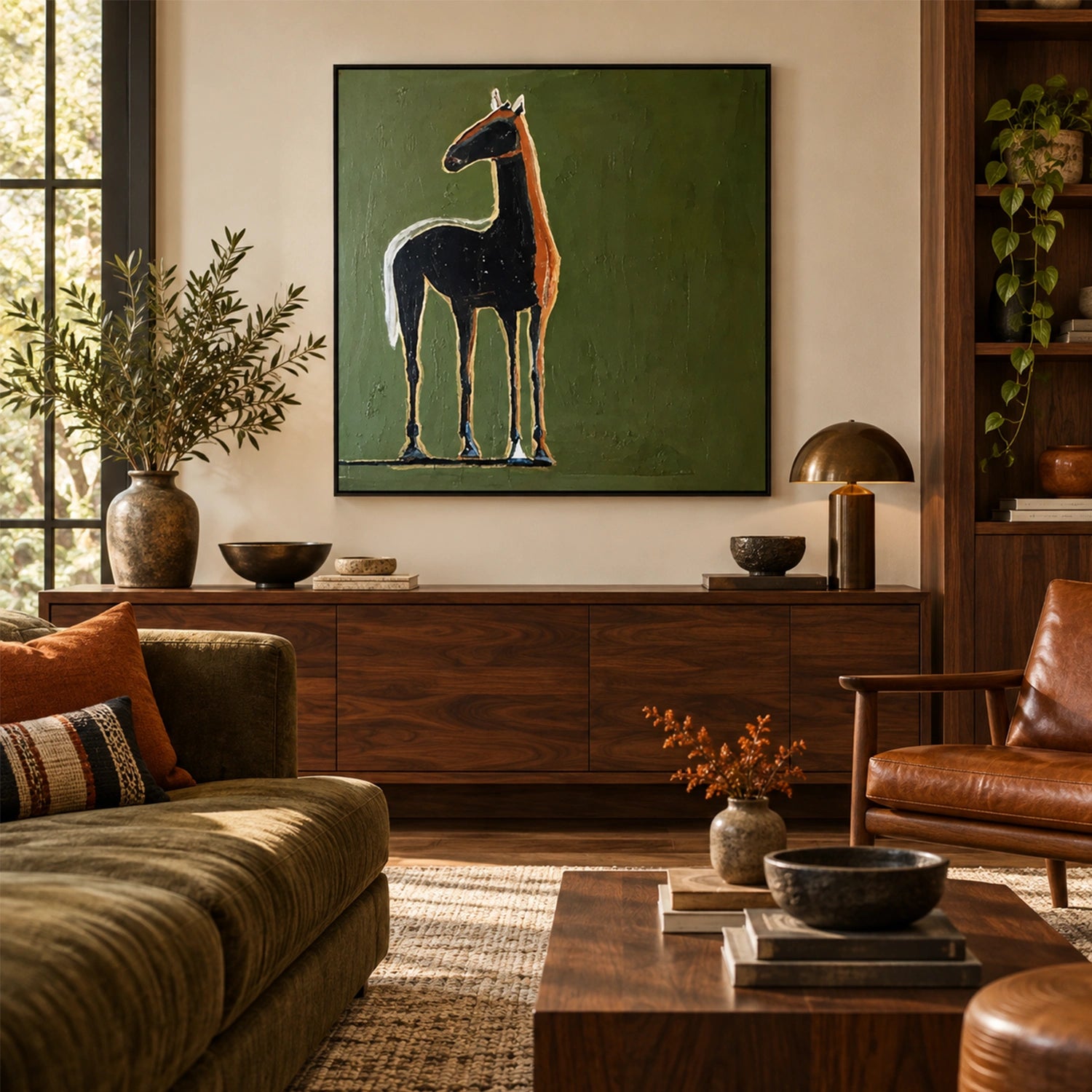 Abstract Animal Horse Canvas Art #DW155