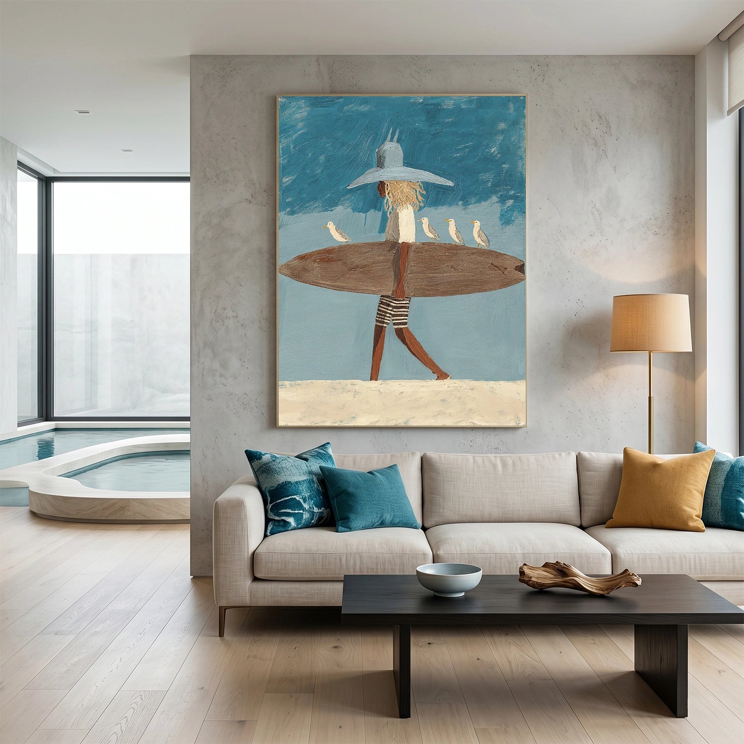 Surfing Sport Textured Canvas Painting #PB091