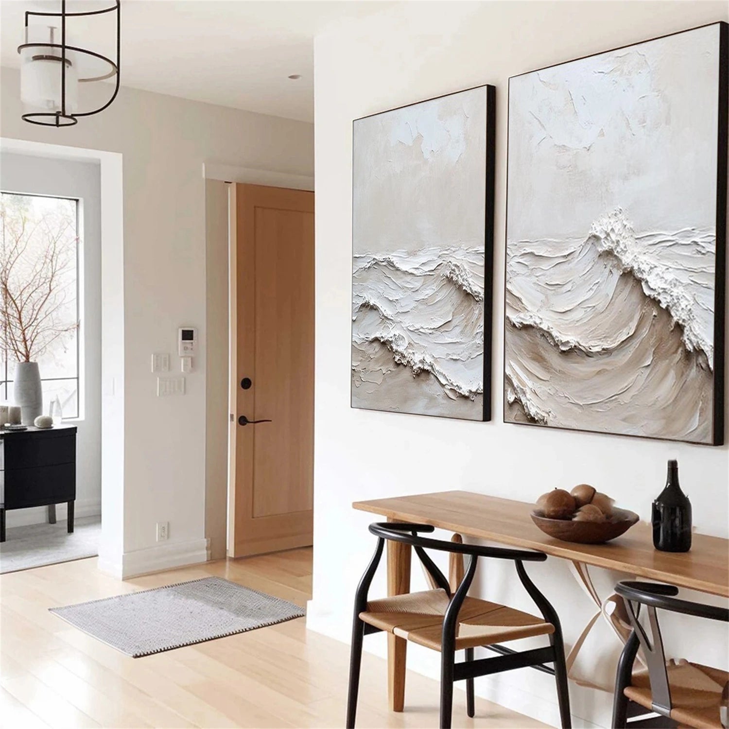 Minimalist Ocean And Sky Textured Canvas Art Set of 2 #OC109