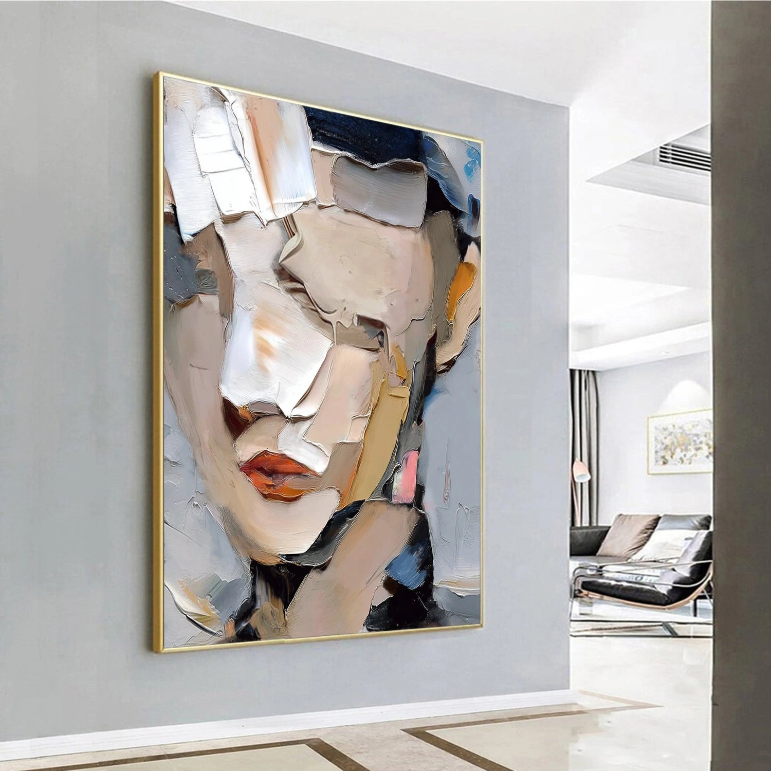 Abstract Portrait Textured  Wall Art #LA074