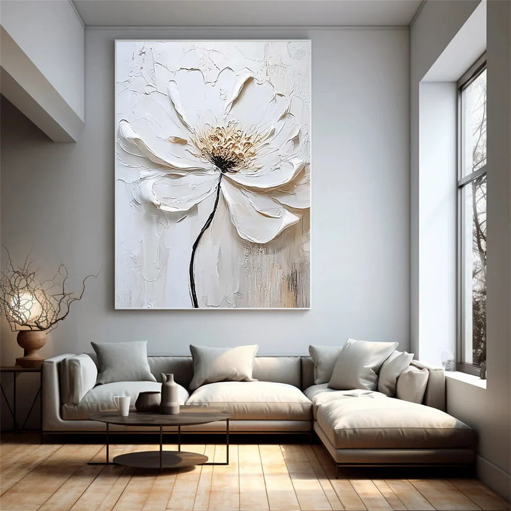 Minimalist Flower And Tree Textured Canvas Art #MF024