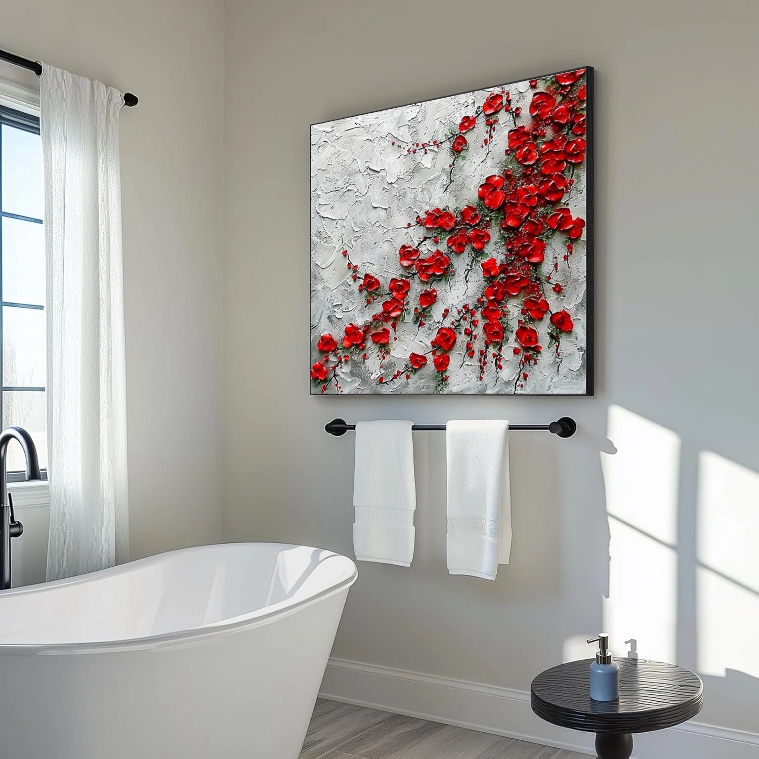 Minimalist Flower And Tree Textured Canvas Art #MF119