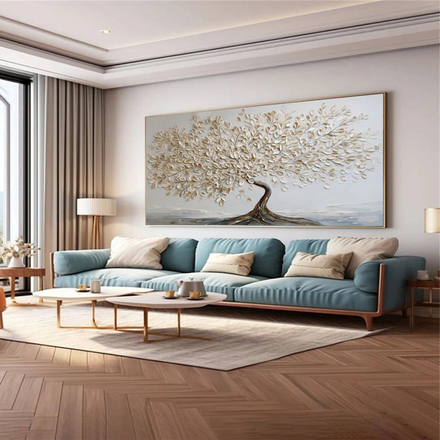 Minimalist Flower And Tree Textured Canvas Art #MF081