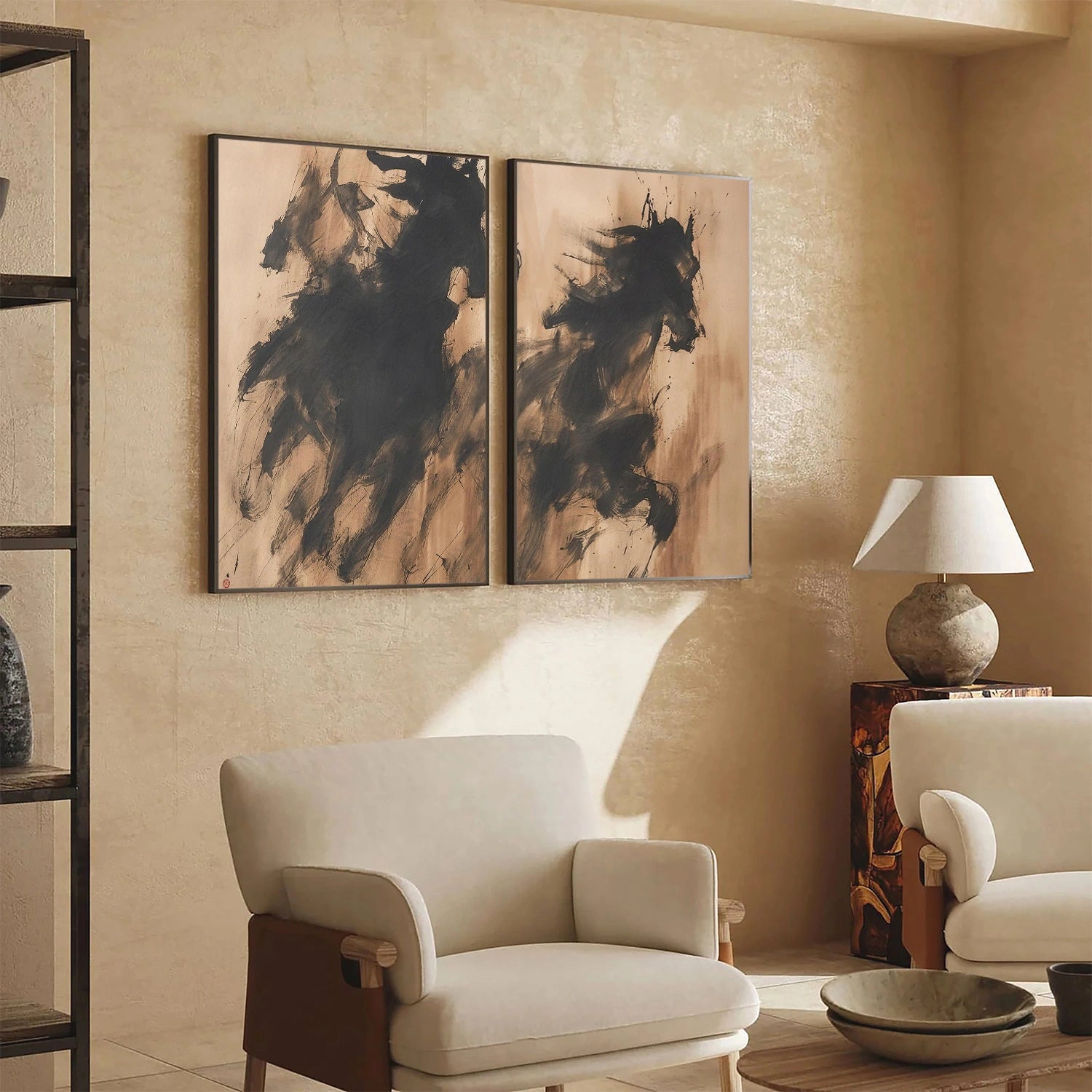 Abstract Animal Horse Canvas Art Set of 2 #DW119