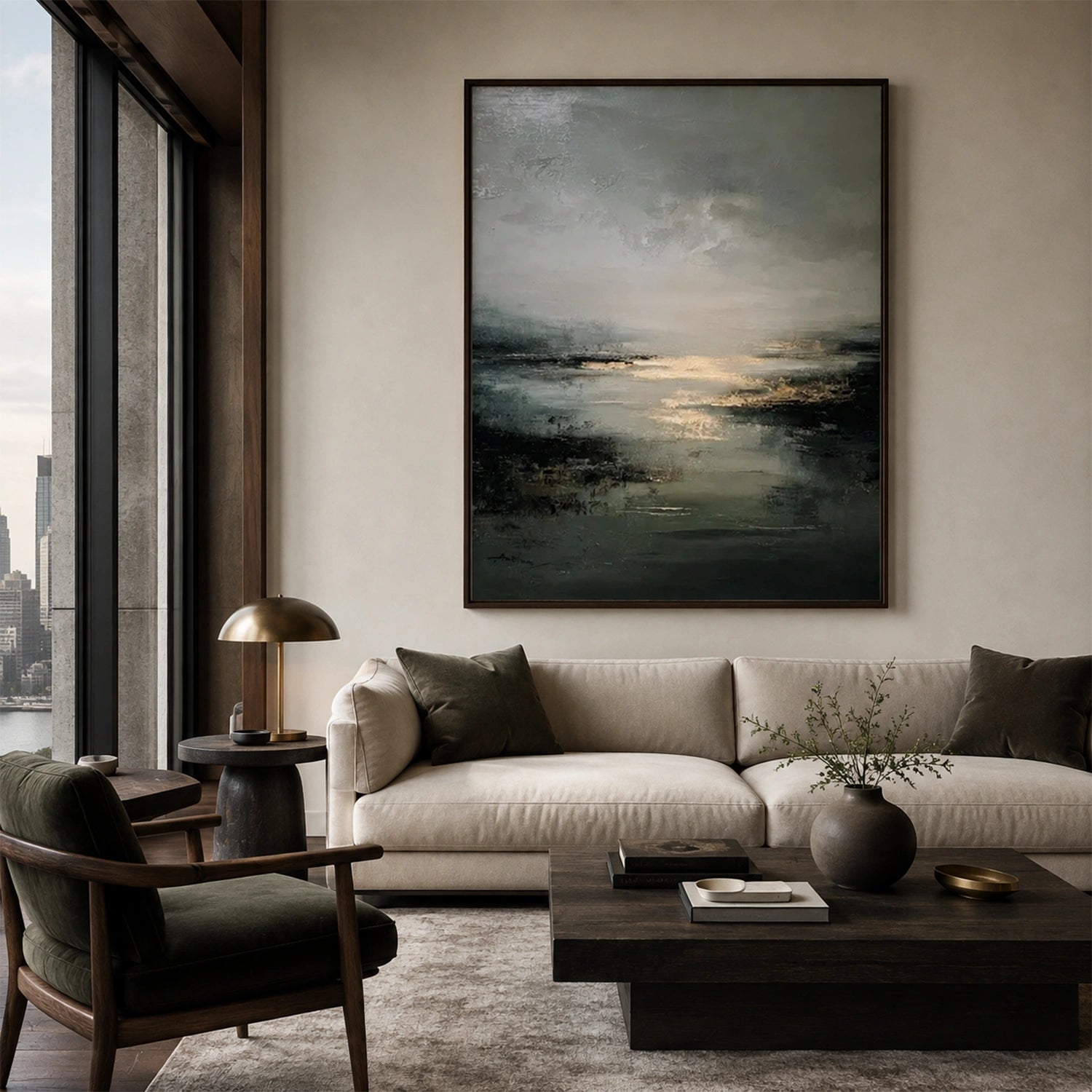 Abstract Ocean And Sky Canvas Art #OC218